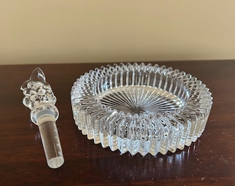 Mikasa Diamond Fire Crystal Wine Coaster Set, Crystal Grape Pattern Bottle Stopper