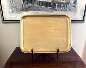 Vintage Gold Lacquered Japanese Tray Hand Painted, Mid Century