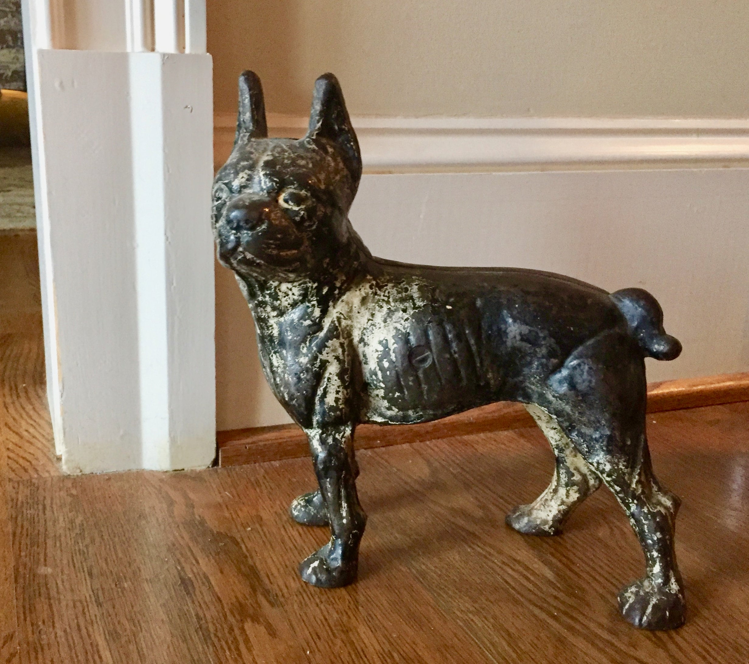 Antique Boston Terrier Door Stop Cast Iron Boston Terrier Statue Collectible Iron Dog Door Stop Dog Lover Gift