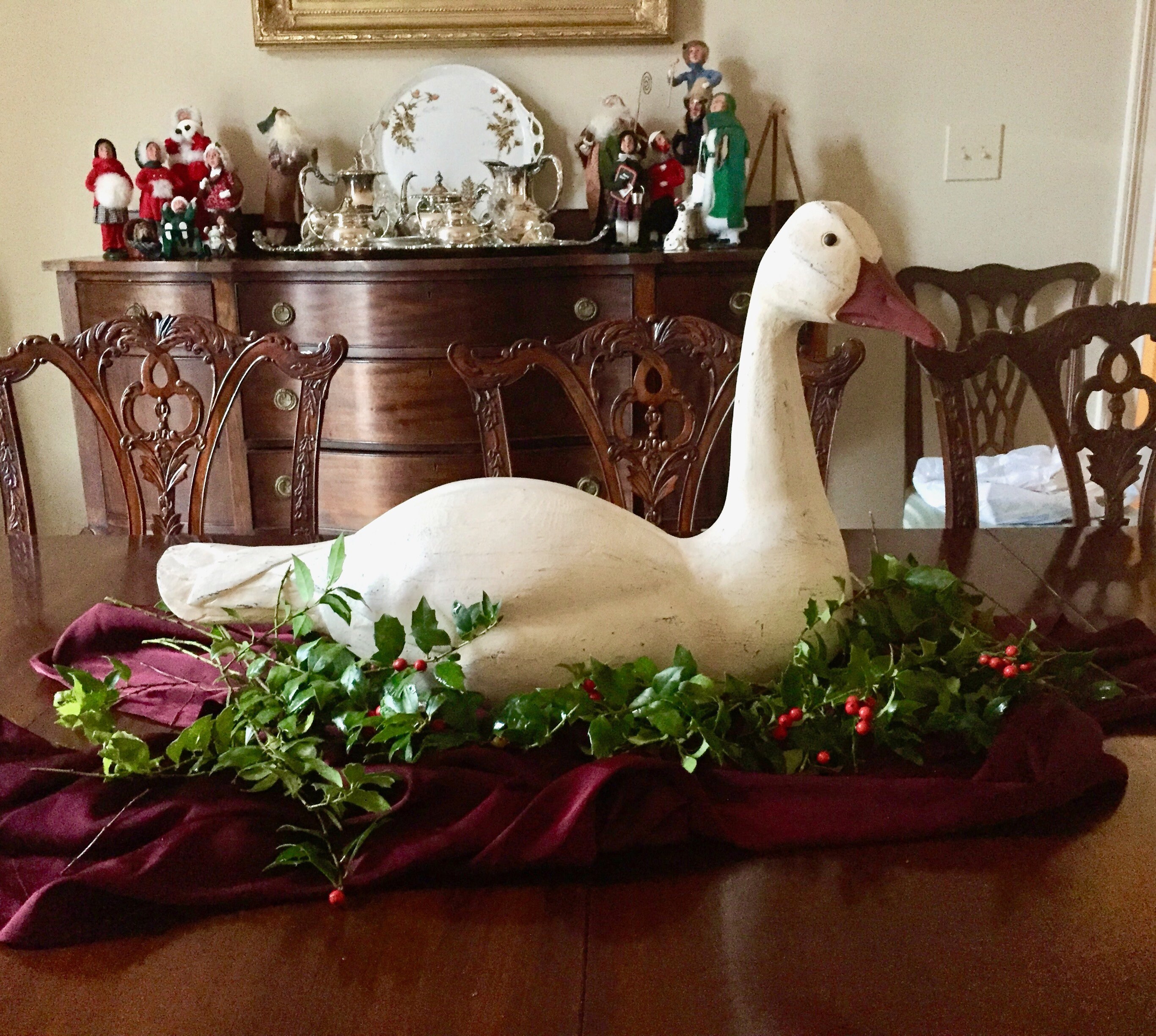 Swan Decoy, Large Vintage Swan Statue, Farmhouse Christmas Swan Decor