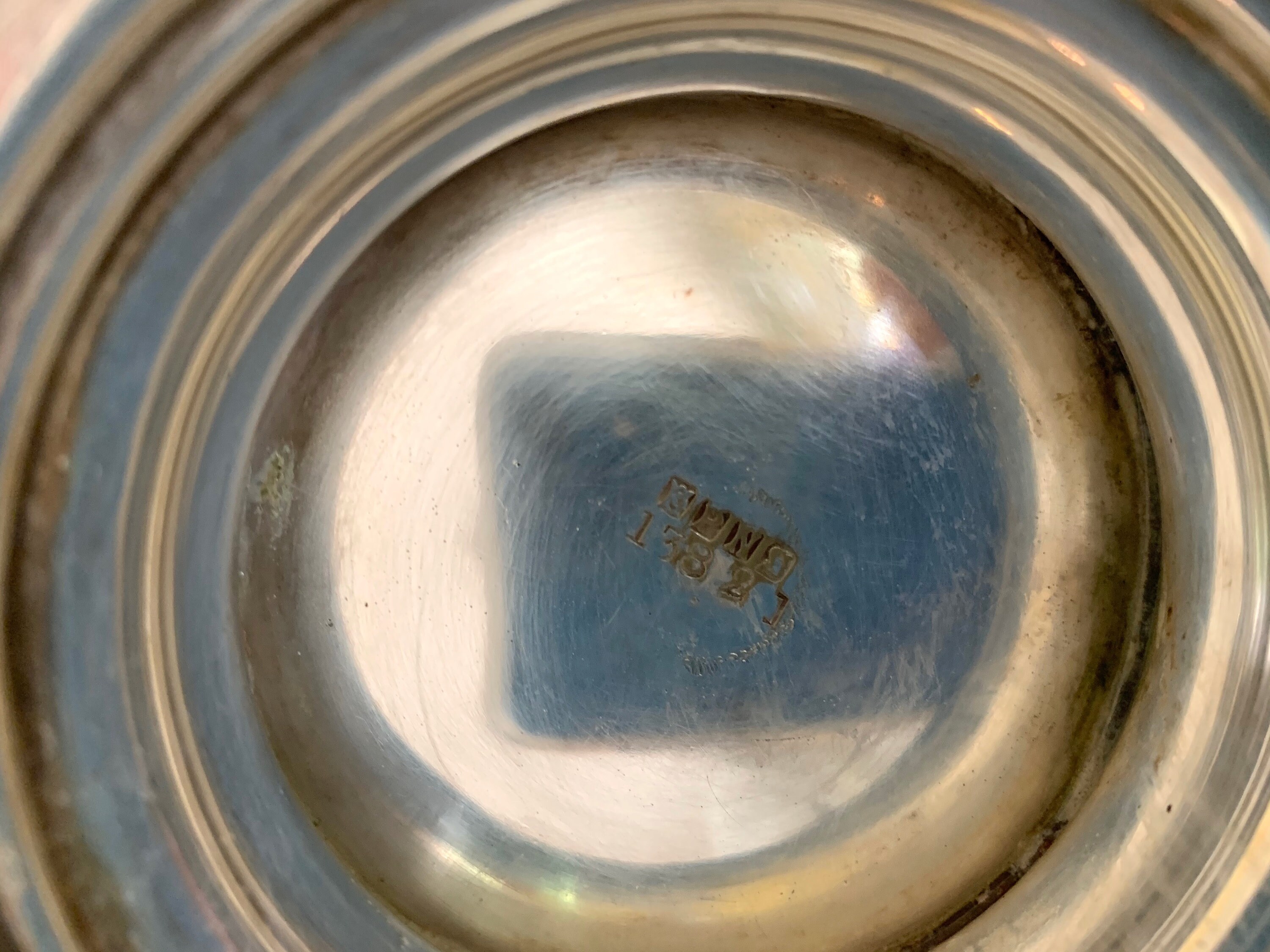 Footed Nickel Silver Bowl with Floral Relief Pattern, Vintage Footed