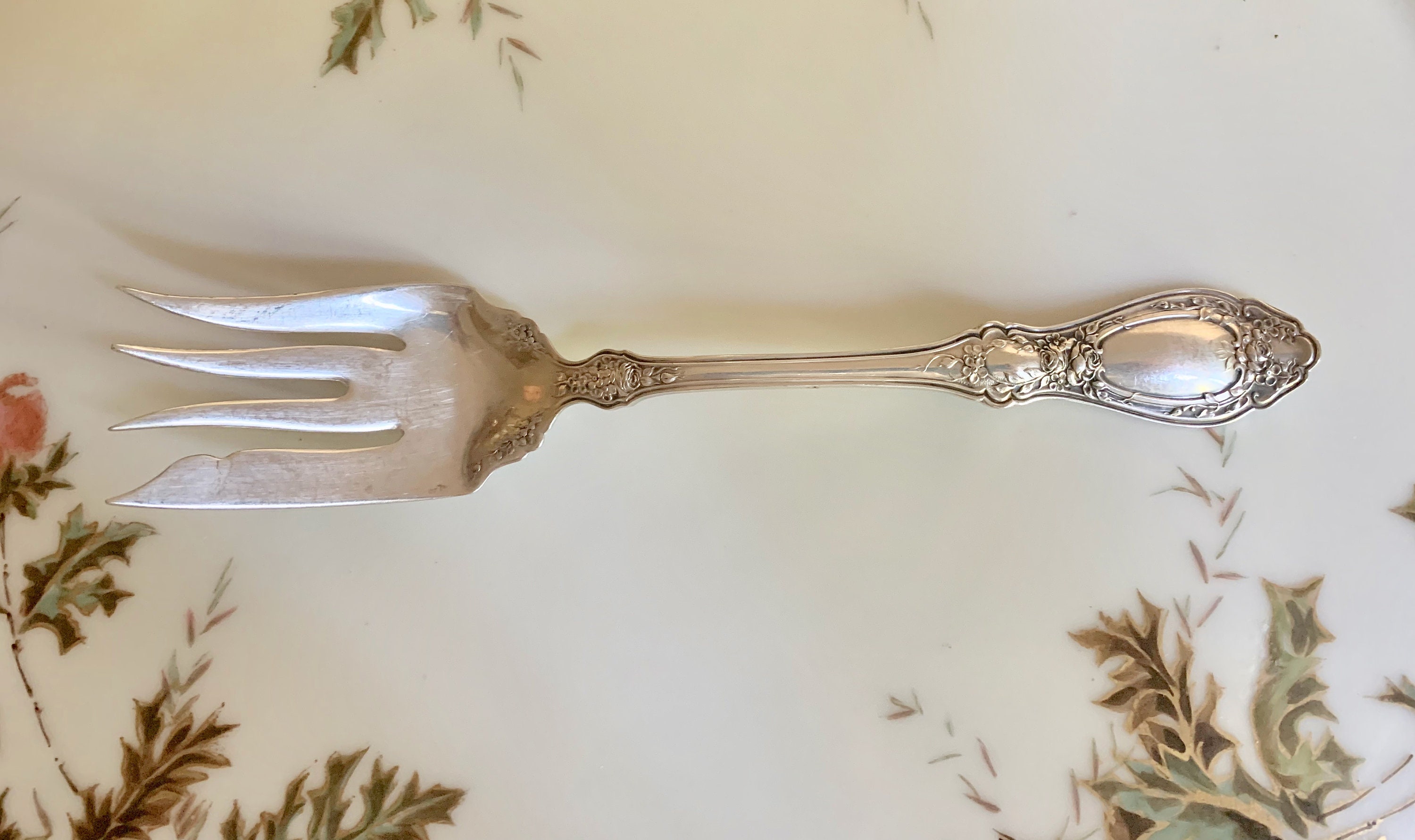 Silver Serving Fork, Antique Silver Plate Cold Meat Fork, 1910 Sharon