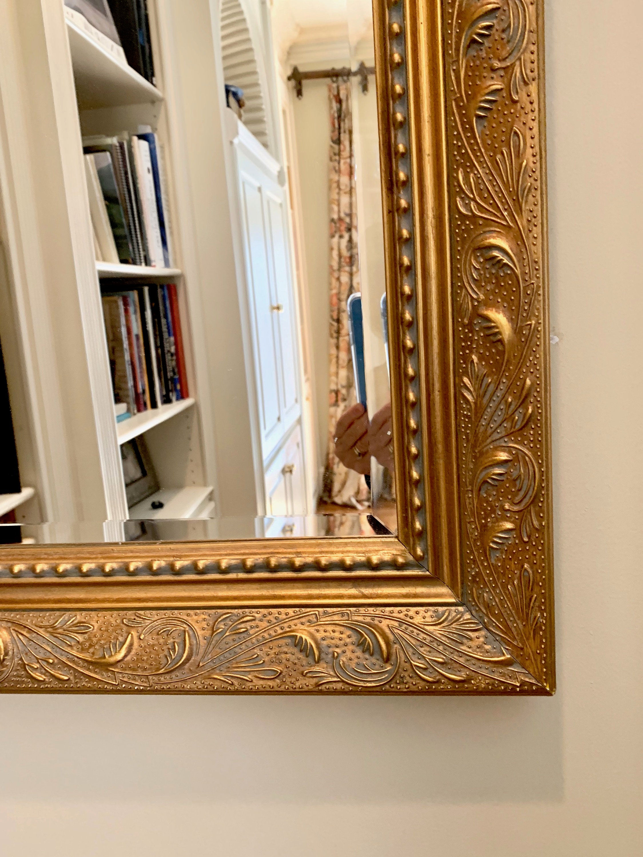 Vintage Gold Toned Mirror, 16 x 20 Inch Mirror with Decorative Frame
