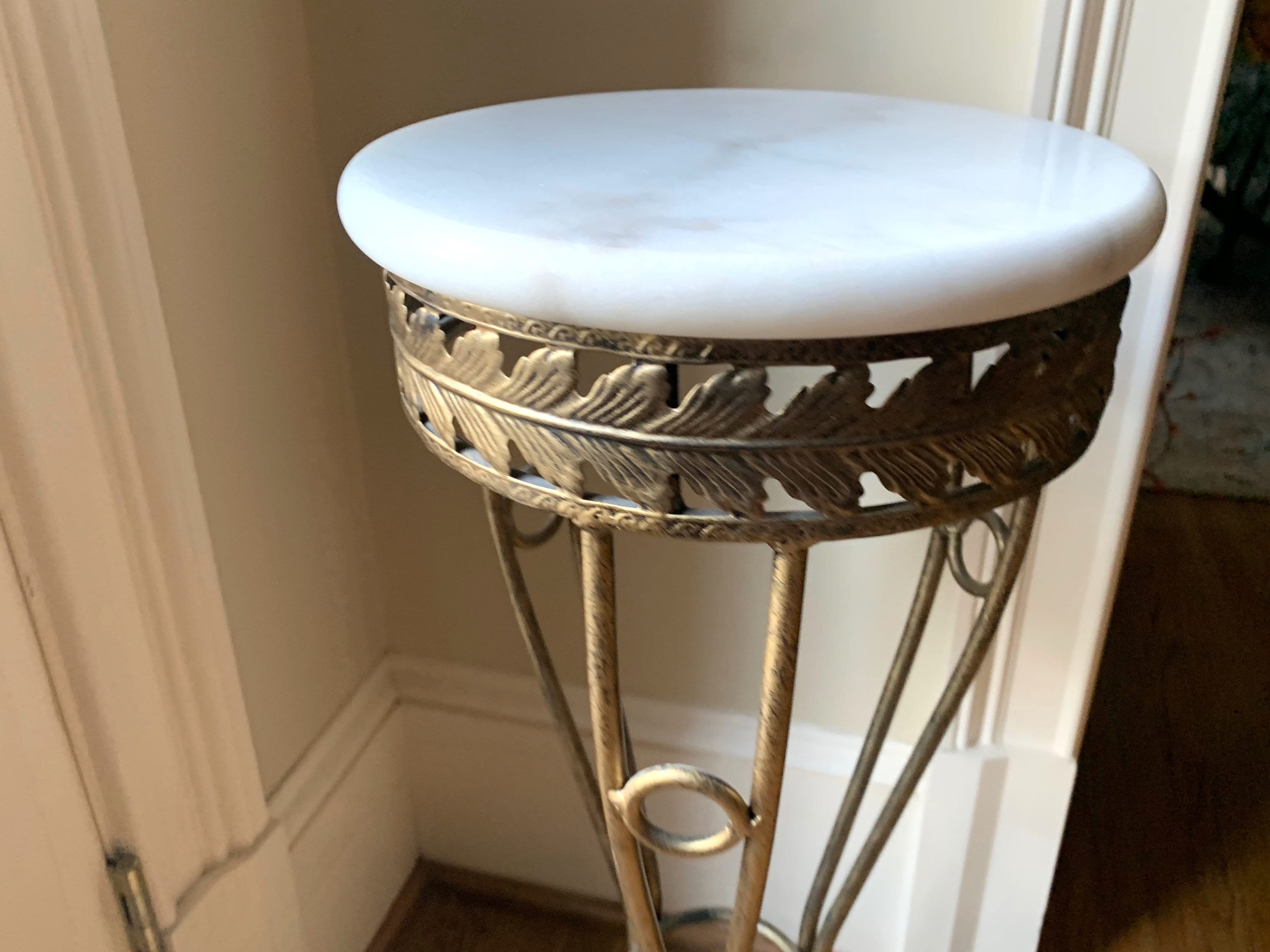 Iron Marble Plant Stand, Vintage Tall Plant Stand, Vase Stand, Statue