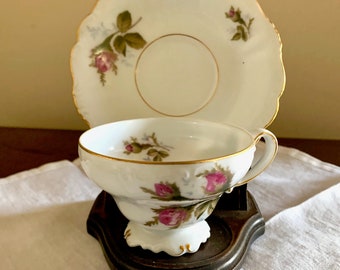 Porcelain Cup and Saucer with Stand, Vintage Occupied Japan Cup and Saucer, Ohata China Japanese Cup and Saucer, Collectible Cup Saucer