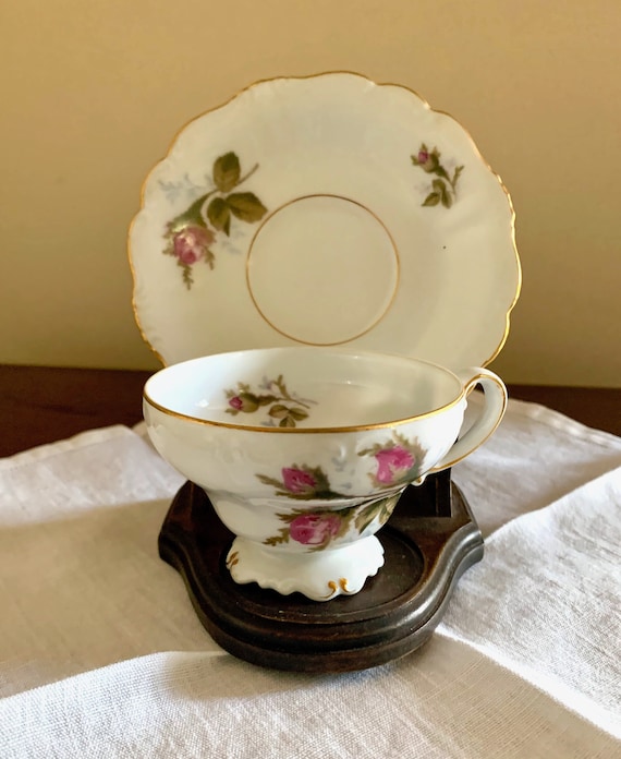 Porcelain Cup and Saucer With Stand, Vintage Occupied Japan Cup 