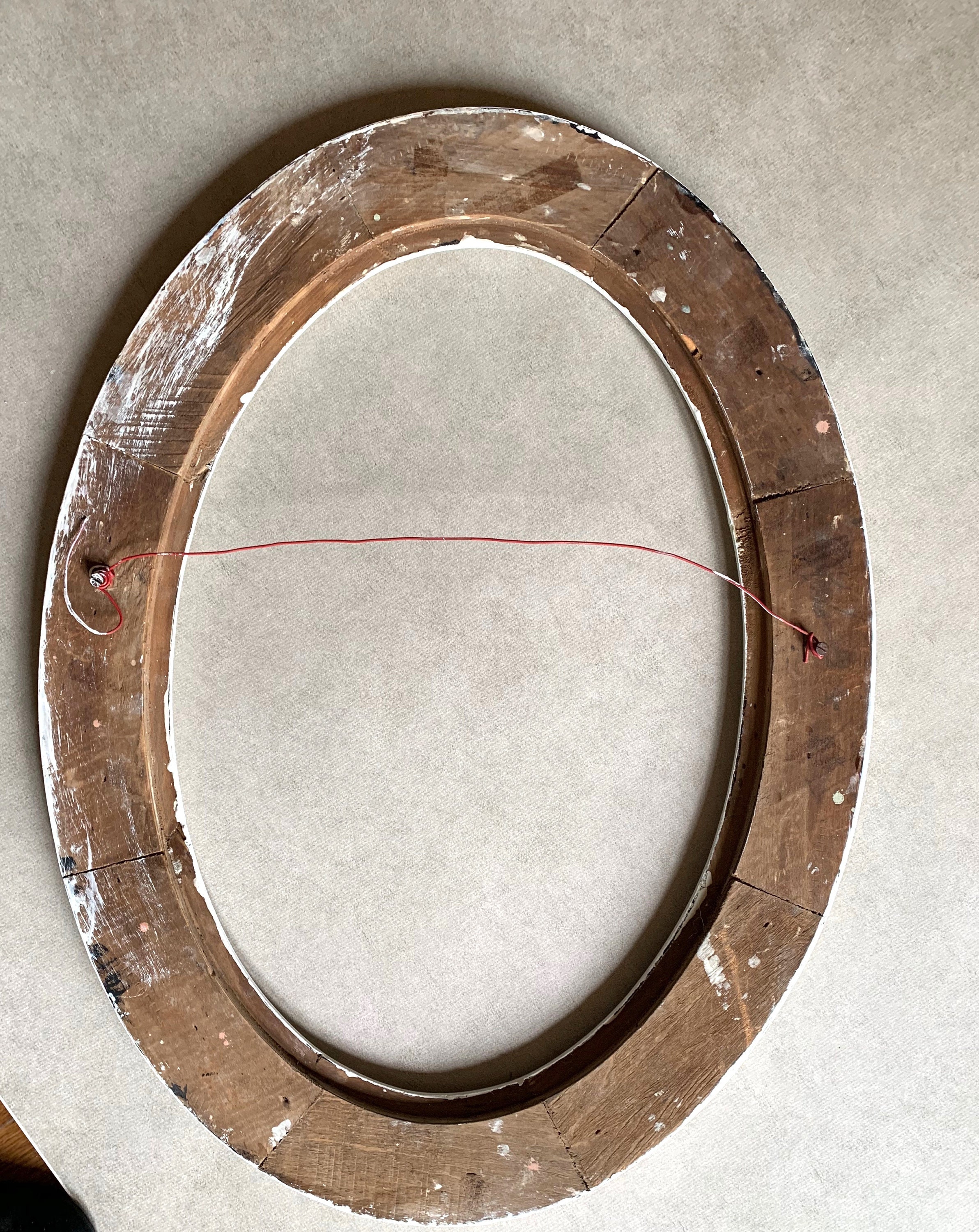 Antique White Oval Picture Frame, Shabby Cottage Painted Large Oval