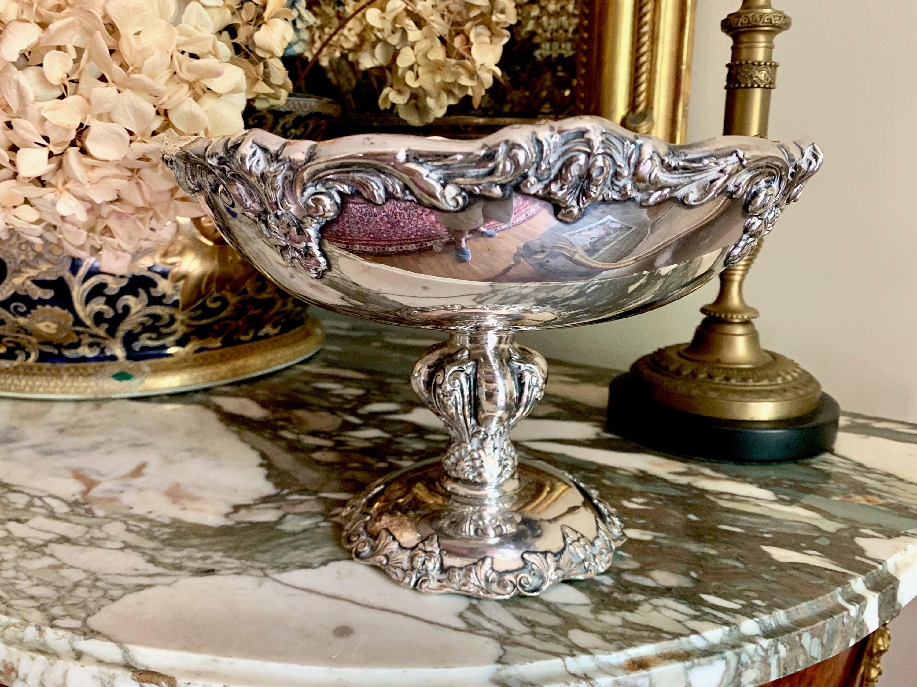 Fall Fruits & Antiqued Silver Compote