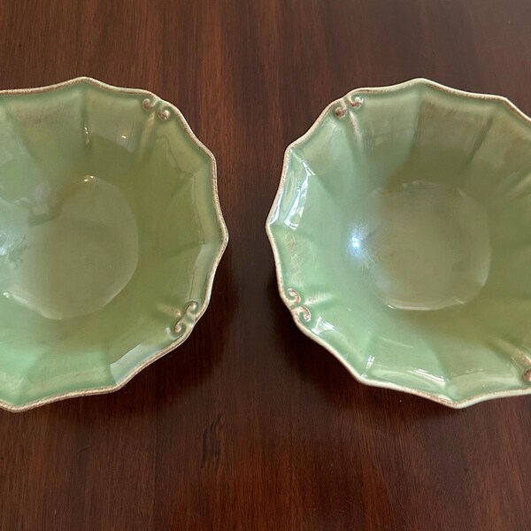 Casa Stone Vintage Port Green Cereal Bowls, Casafina Portuguese Pottery Verde Cereal Bowls, Two Bowls Available Each Sold Separately,