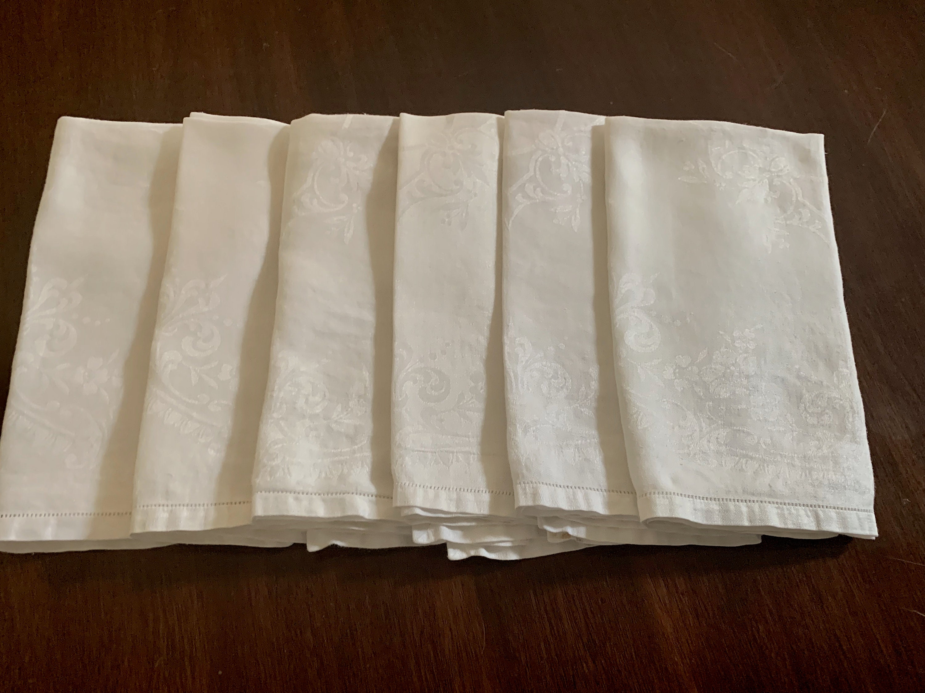 HEMSTITCHED LINEN DINNER NAPKINS - SET OF 6