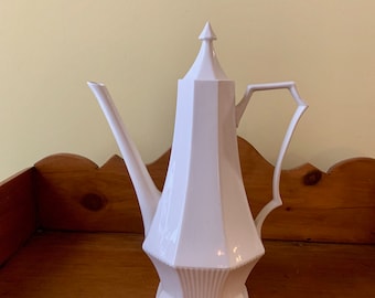 Independence Ironstone White Castleton Coffee Pot, 5 Cup White Ironstone Coffee Pot, Vintage Mid Century Modern Ironstone, Farmhouse Kitchen