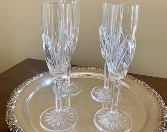 Marquis Waterford Champagne Flutes, Set of 4 Crystal Toasting Flutes, Marquis Waterford Brookside Flutes, Wedding Bridal Gift