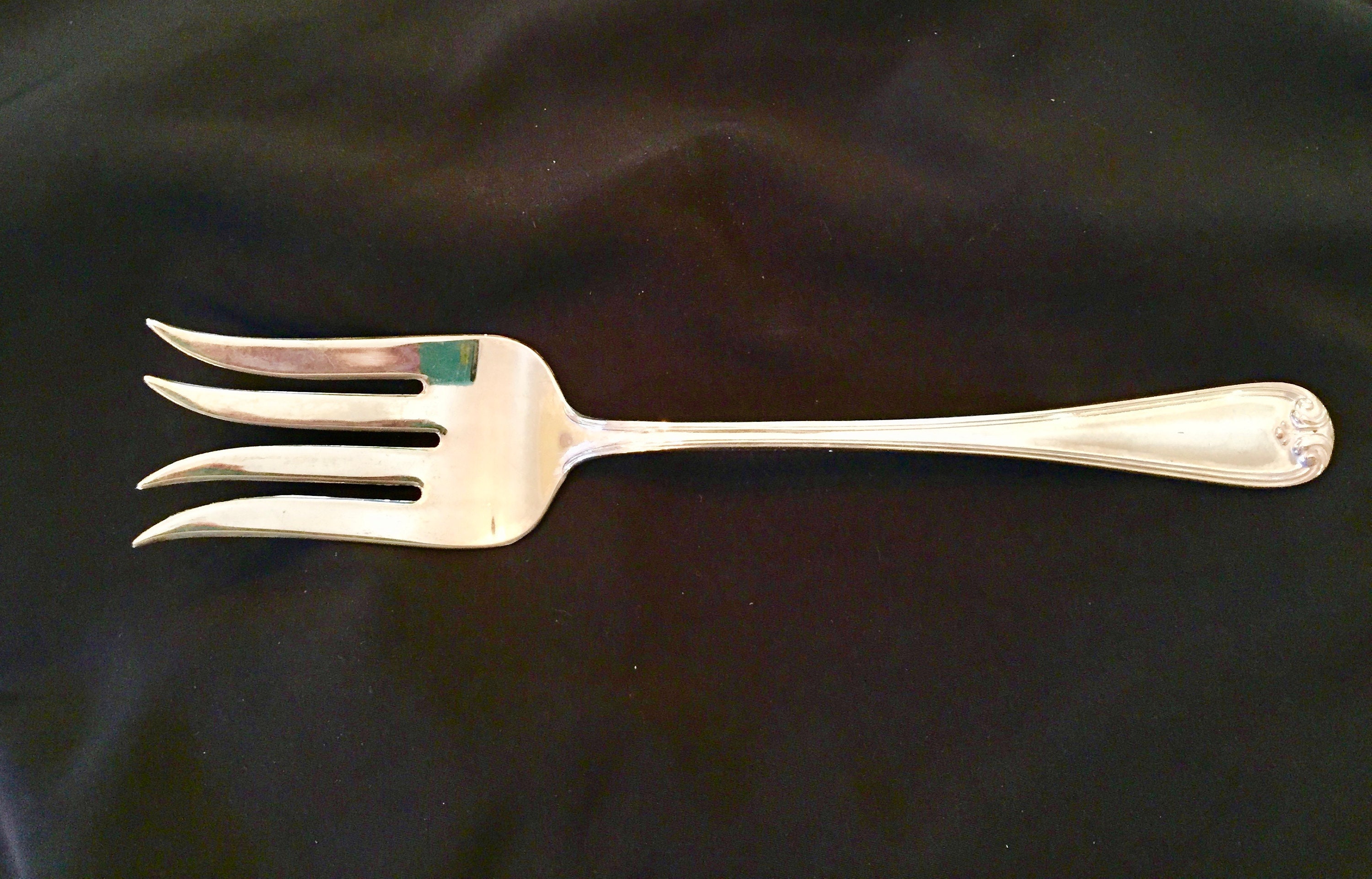 Large Silver Plate Serving Fork, Gorham Heritage Meat Fork, Italian
