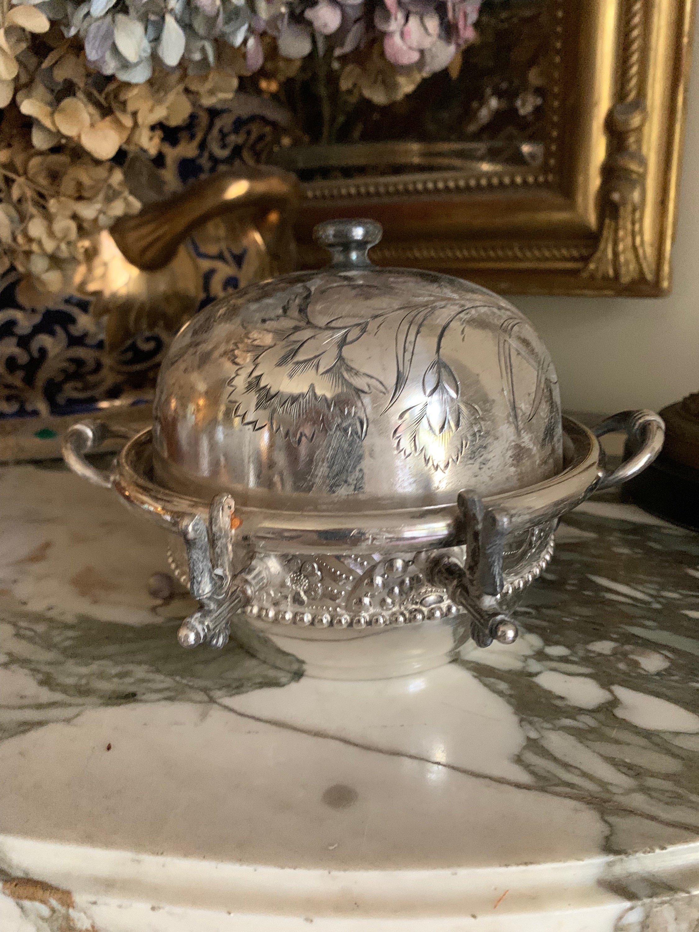 Antique silver hotsell domed butter dish