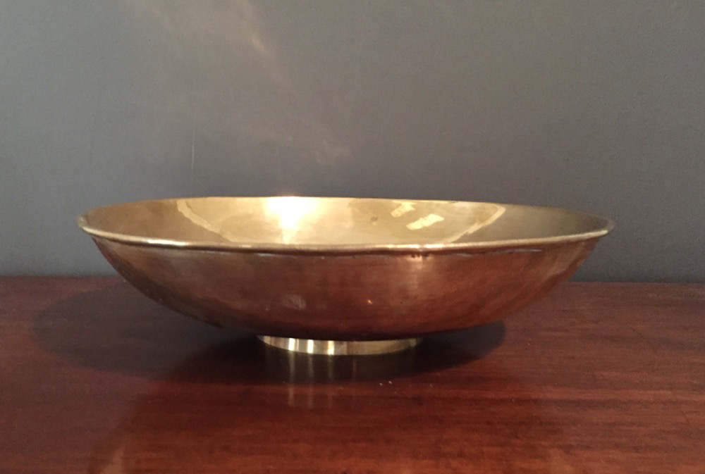 Large Brass Bowl, Asian Style Footed Brass Round Bowl, Brass Centerpiece, Vintage Brass Decor