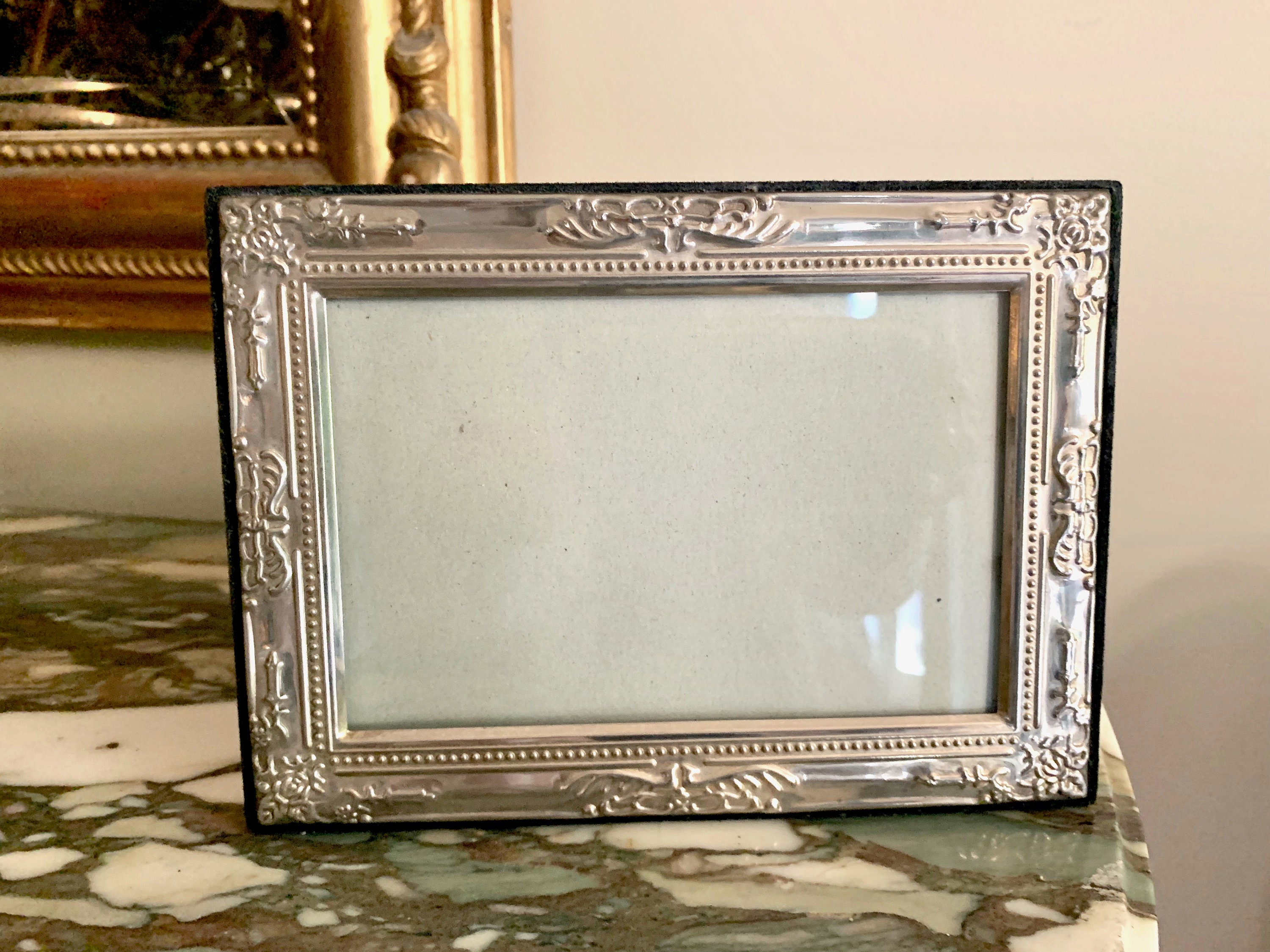 Silver Plate Photo Frame, Vintage Decorative Silver Plate 4 x 6 In