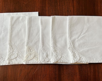 Vintage Battenburg Style Napkins, Six Cotton Table Napkins 14 Inch