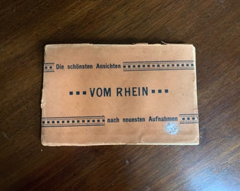 German Booklet of Rhine River, Antique German Postcard Booklet of Scenes on the Rhine River, 17 Images, Vintage Wear,