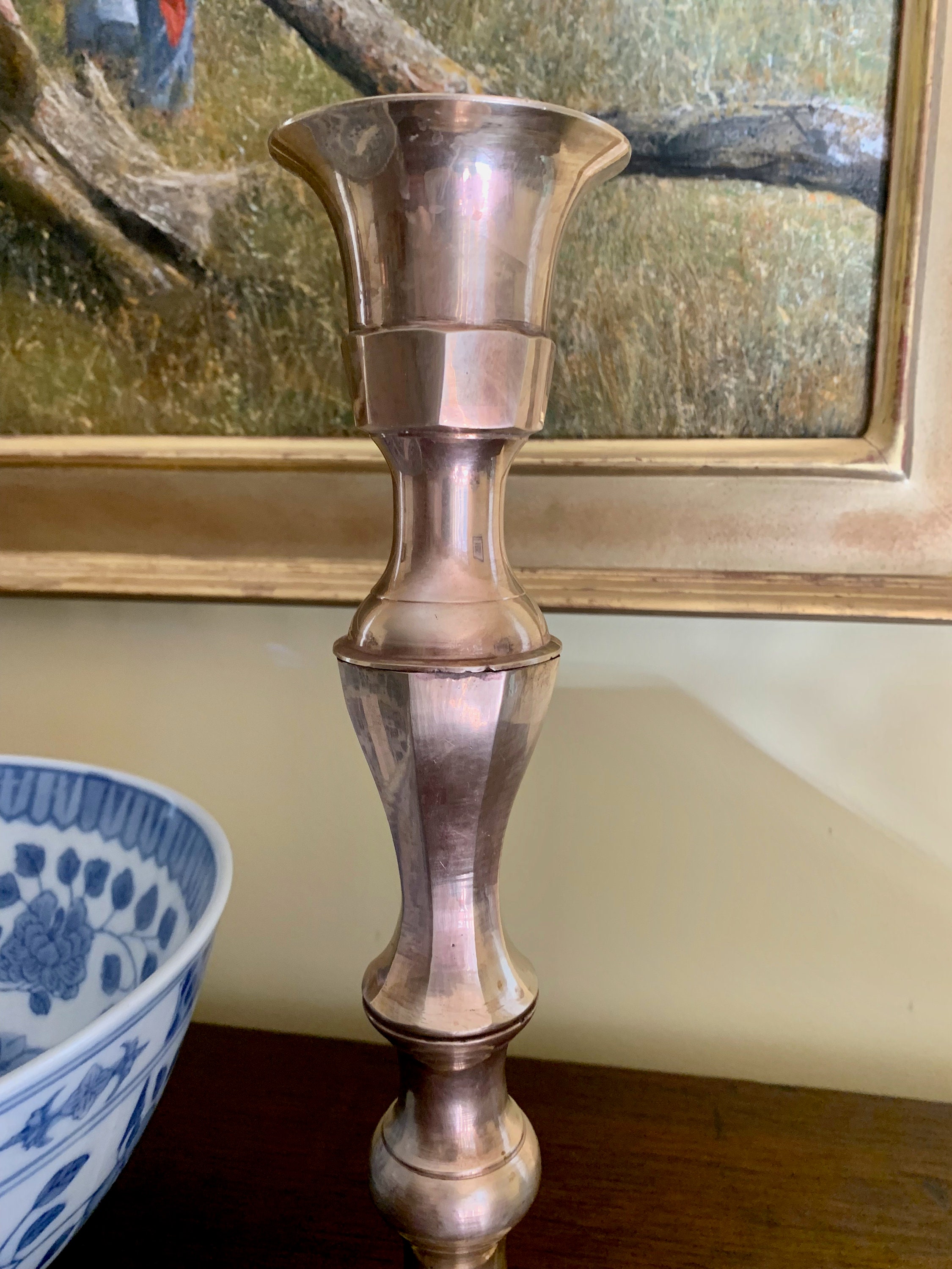 Tall Brass Candlestick Holders, Vintage 15.5 Inch Brass Candlesticks