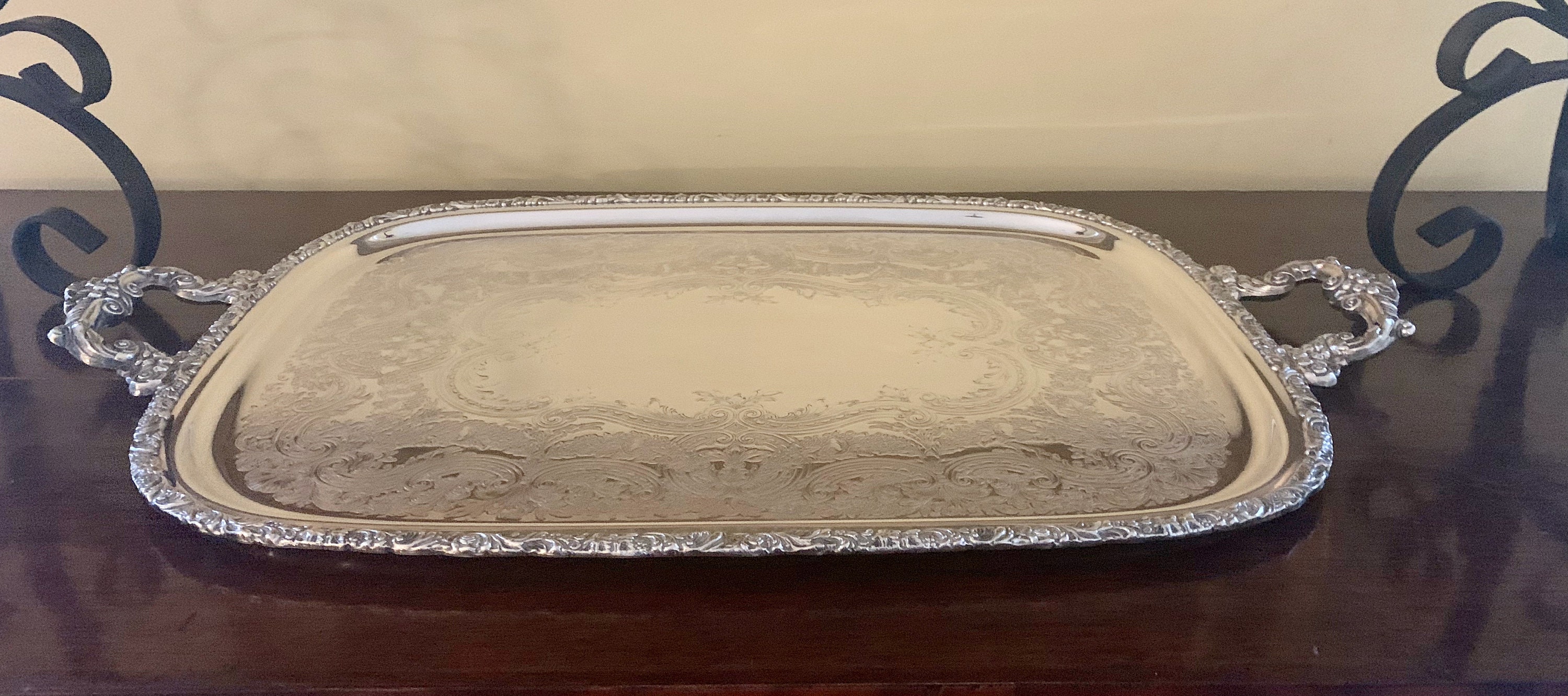 Large Silver Plate Butler's Tray, Vintage EGW & S International Silver