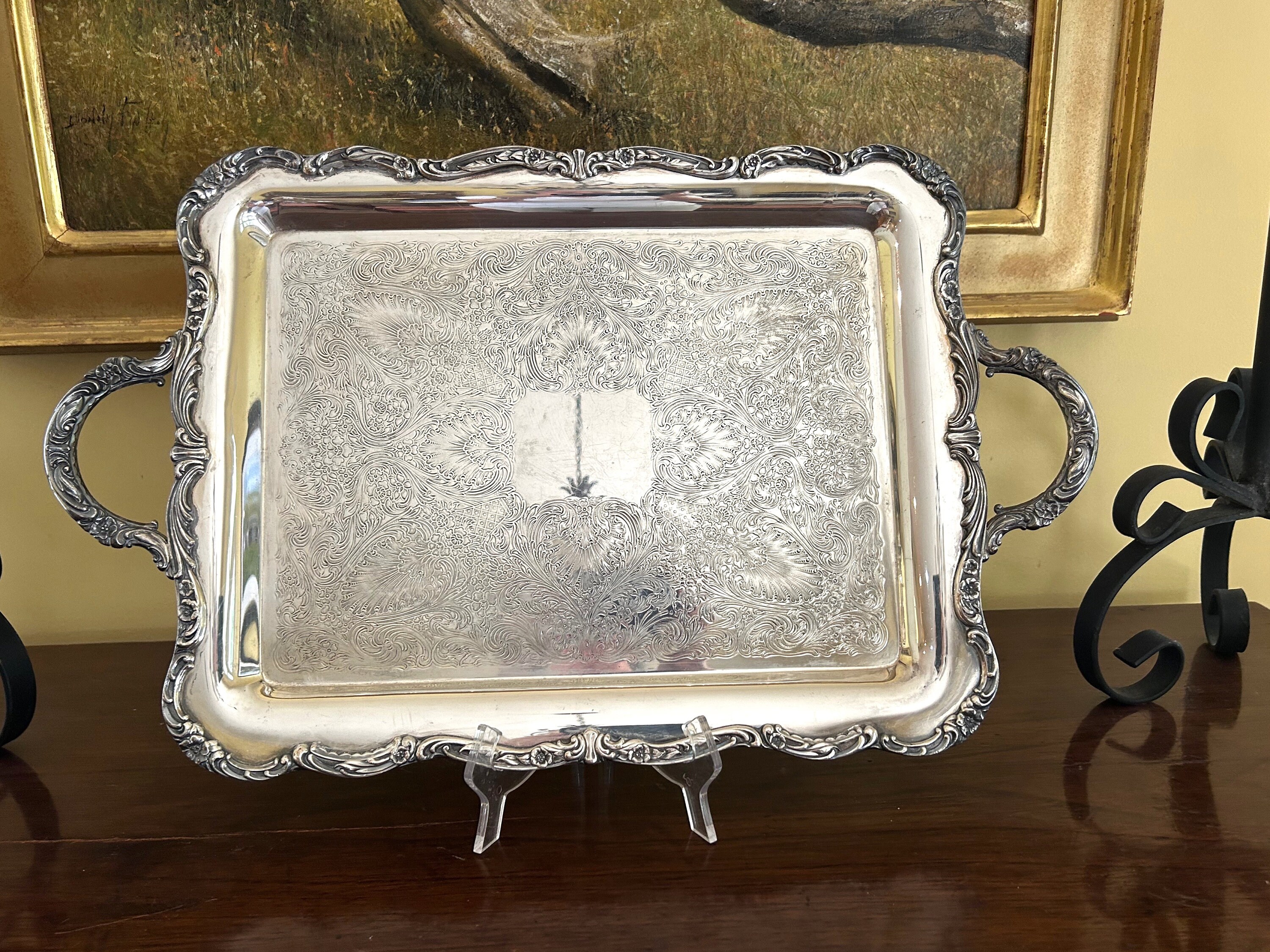 RESERVE Anastasia Do Not Purchase Silver Plate Butler s Tray Vintage Wm Rogers Silver Plate Flat Waiter s Tray 22 inch Flat Serving Tray