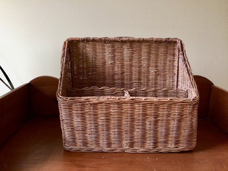 Wicker Desk Organizer Natural Brown Color 3 Compartment Etsy