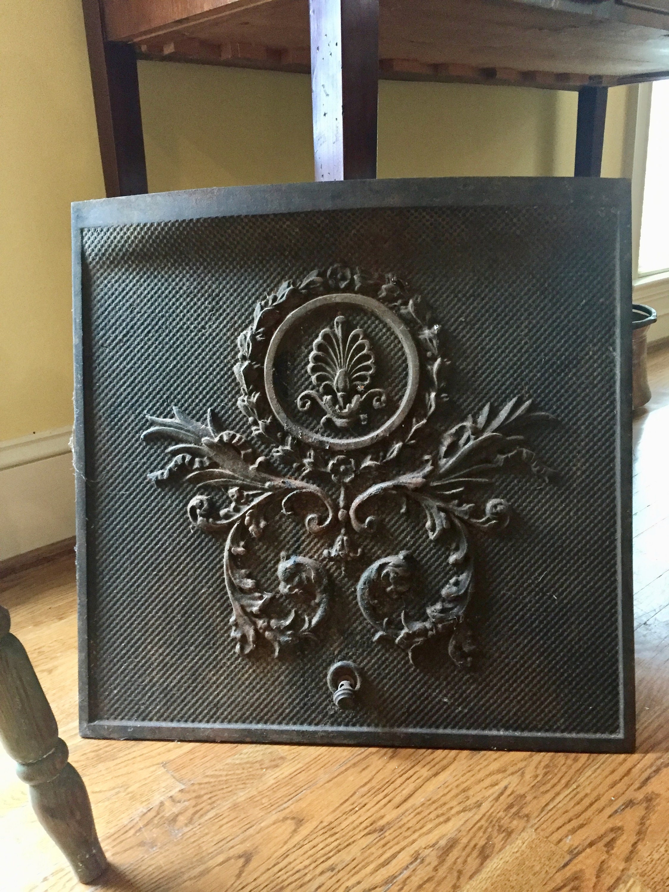 Antique Cast Iron Fireplace Cover, Victorian Summer Fireplace Cover