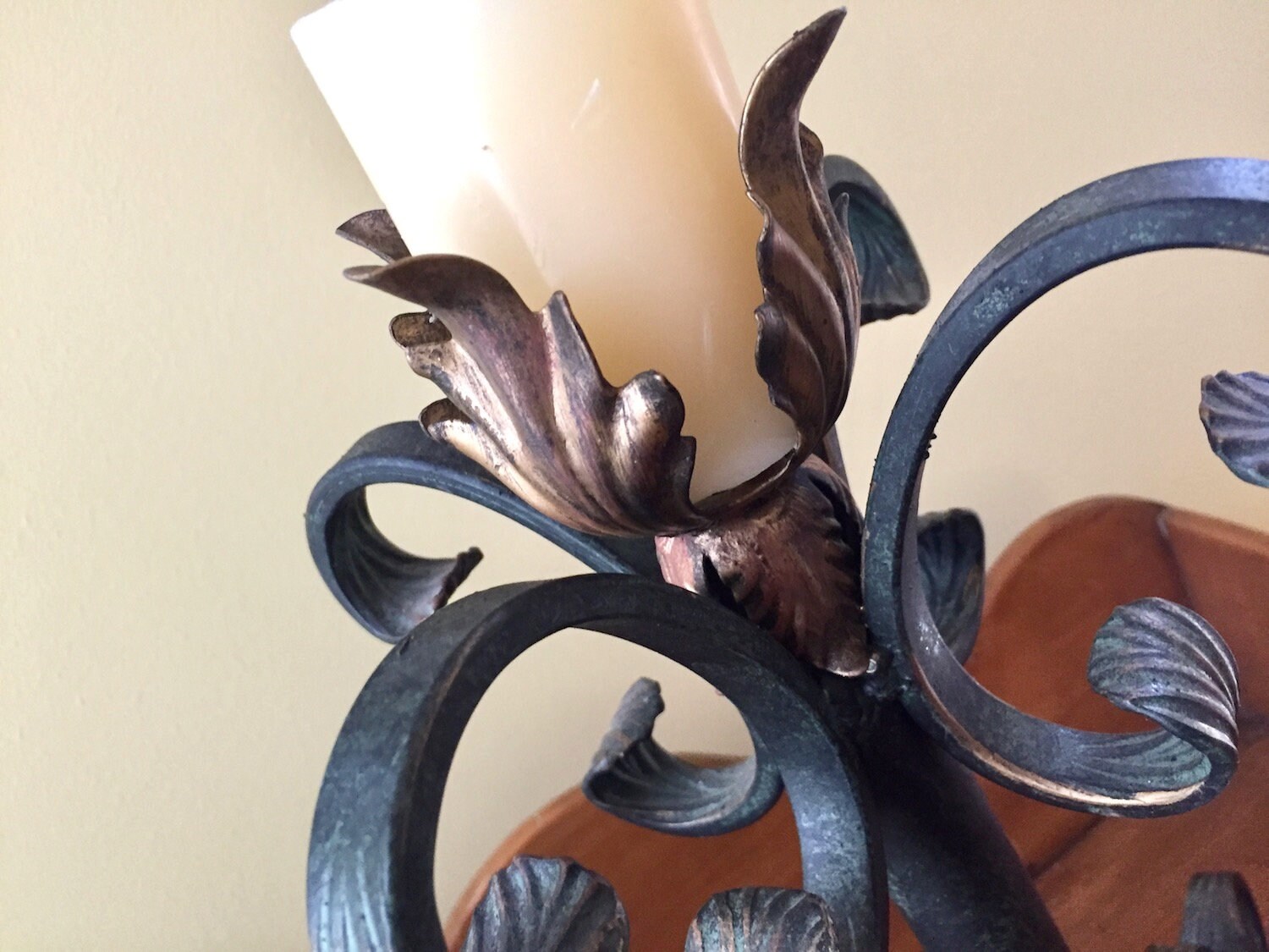 Iron Candle Holder, Vintage French Country Style Candlestick, Shabby