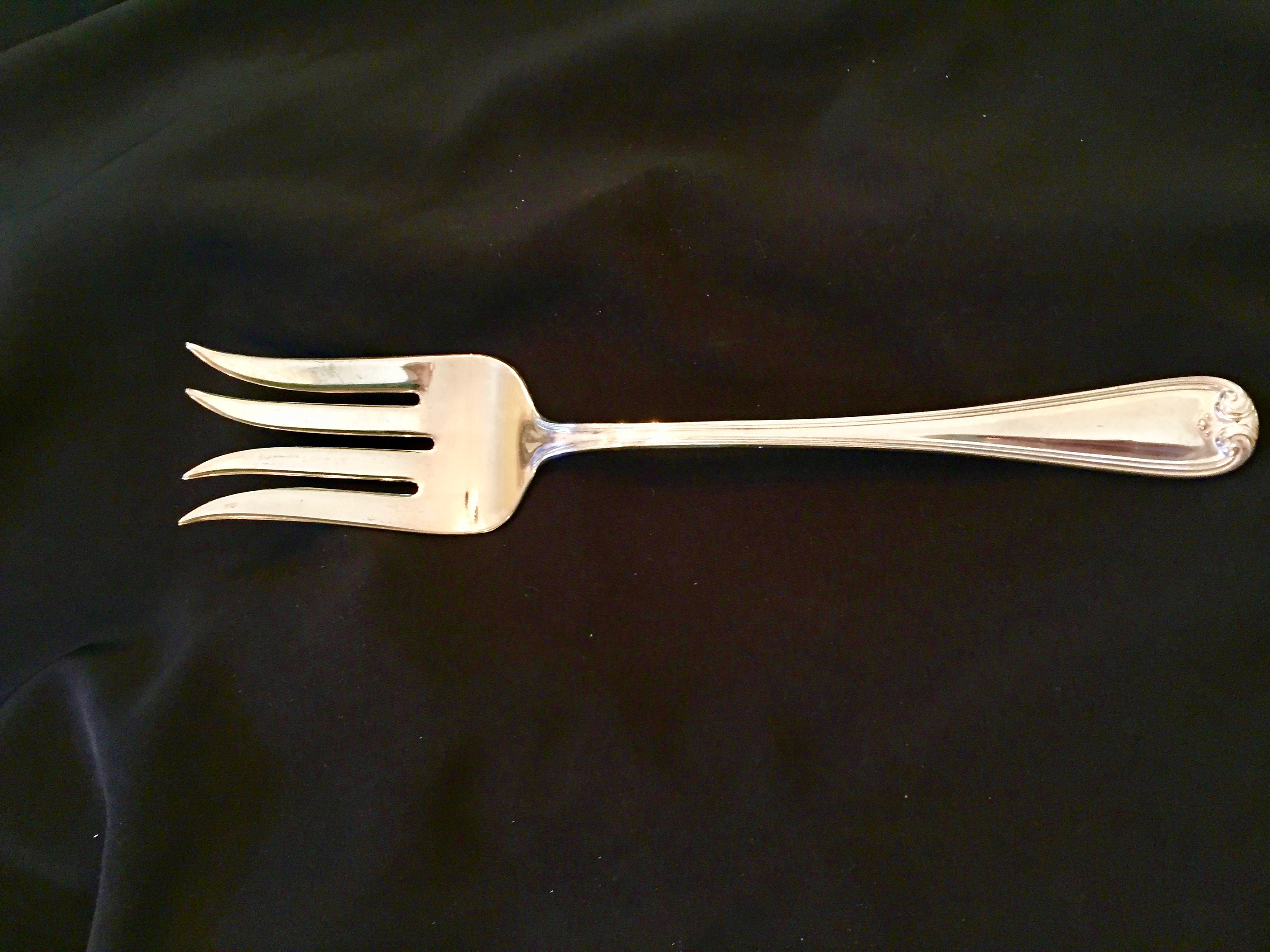 Large Silver Plate Serving Fork, Gorham Heritage Meat Fork, Italian