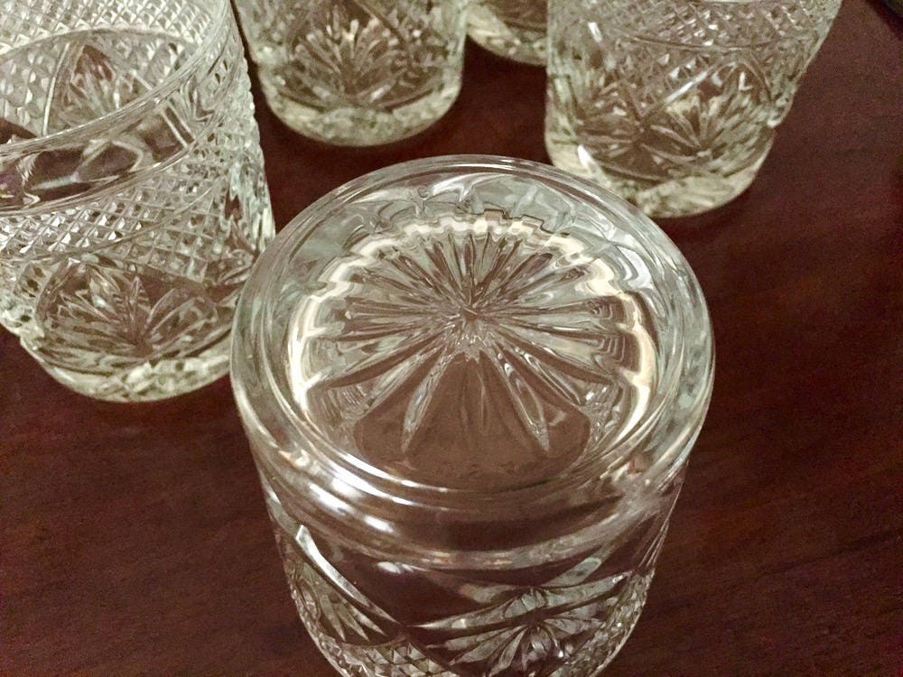 Cristal D'Arques Clear Pressed Glass Rock Glasses, Old Fashion Glasses