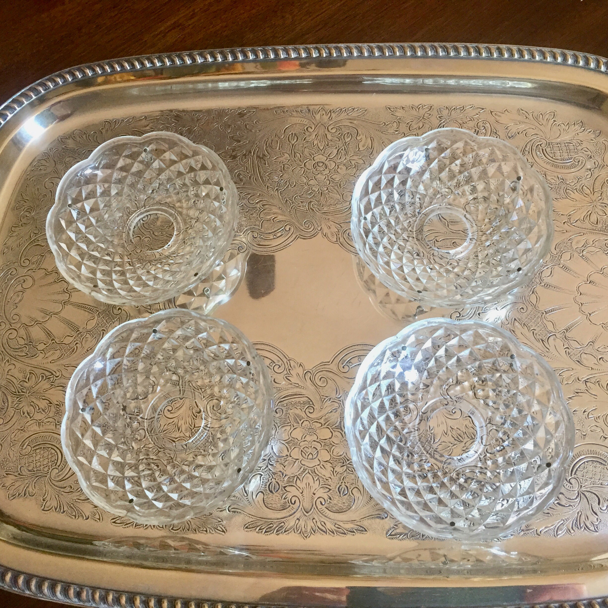 Crystal Bobeche Set of 4, Clear Scalloped Crystal Chandelier Candle