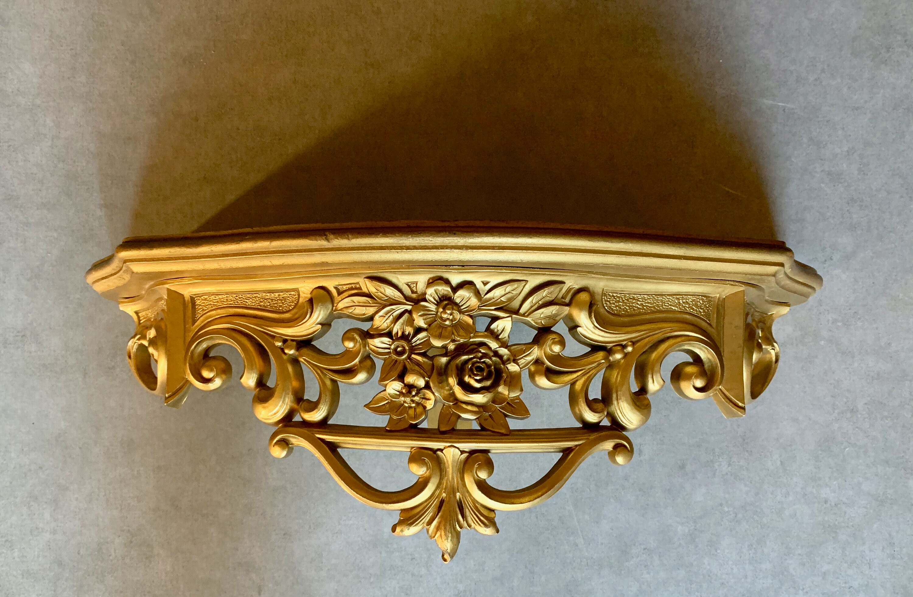 Vintage Syroco Gold Shelf, Hollywood Regency 19 Inch Shelf, Bed Crown