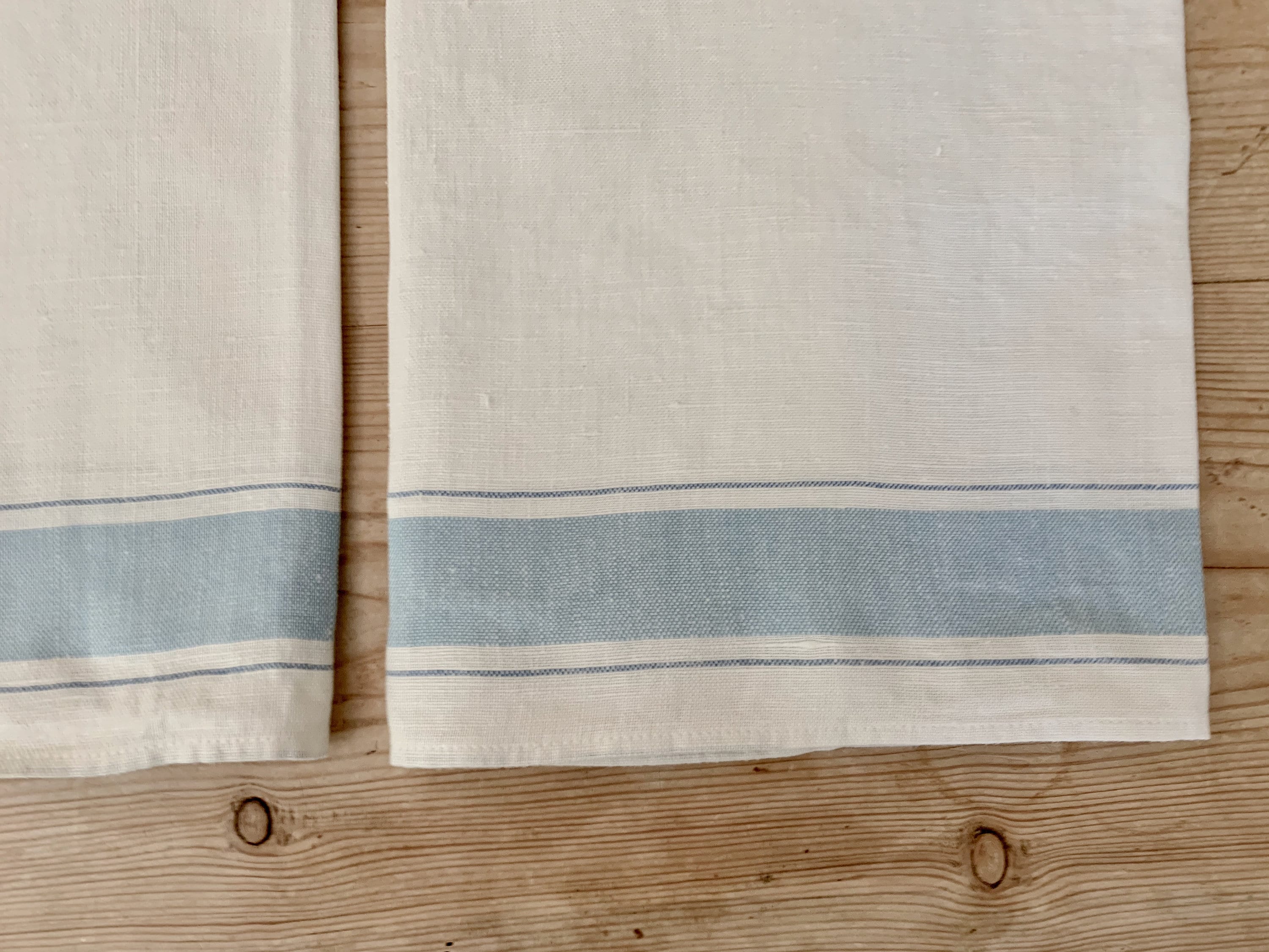 Blue White Linen Tea Towel, Large Hand Towel, Vintage Linen Tea Towel