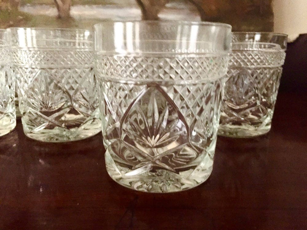 Cristal D'Arques Clear Pressed Glass Rock Glasses, Old Fashion Glasses