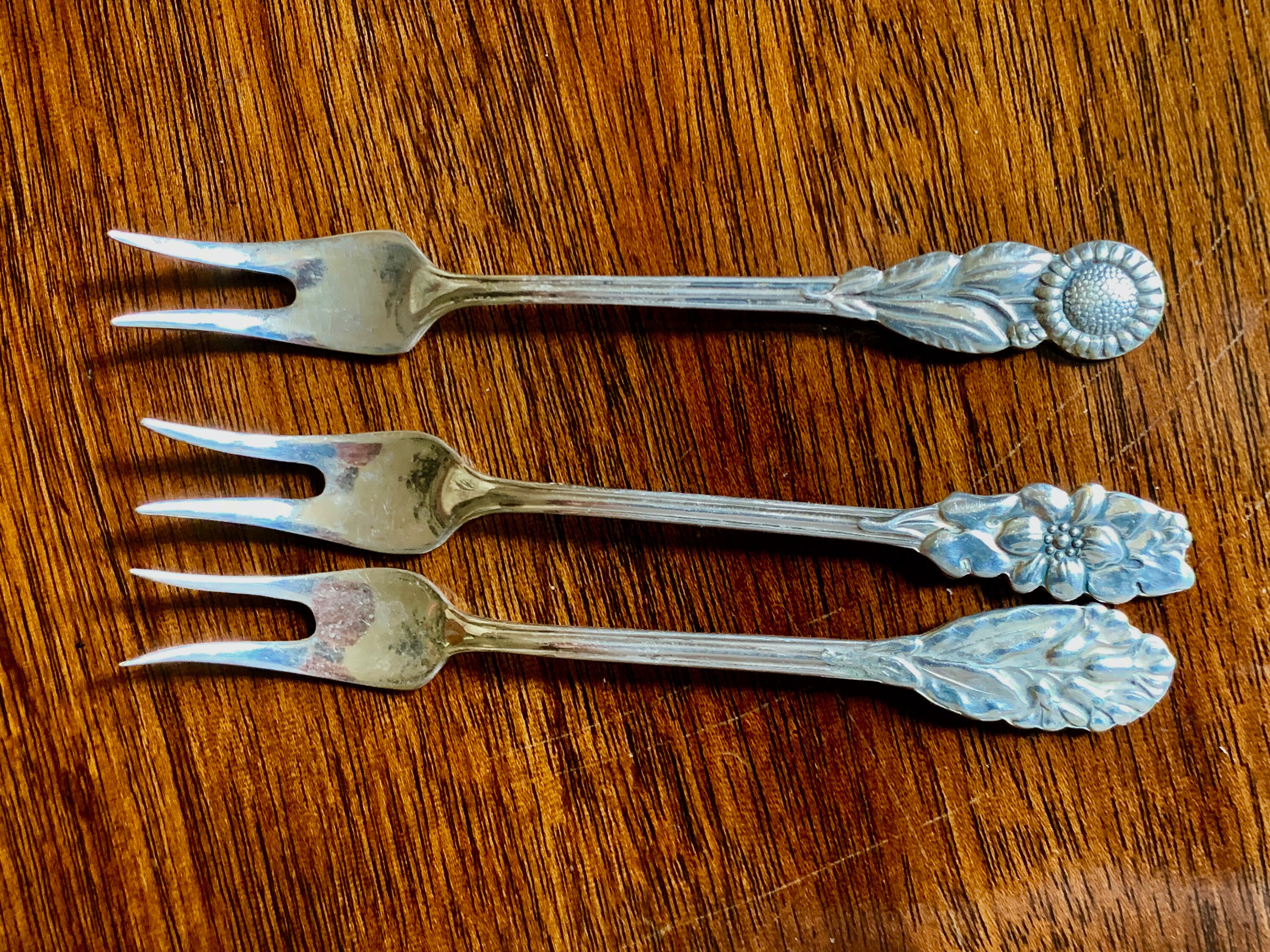 Three Swedish Lemon Forks, Vintage Silver Plate Cocktail Hor d Voeures Forks, Charcuterie Forks