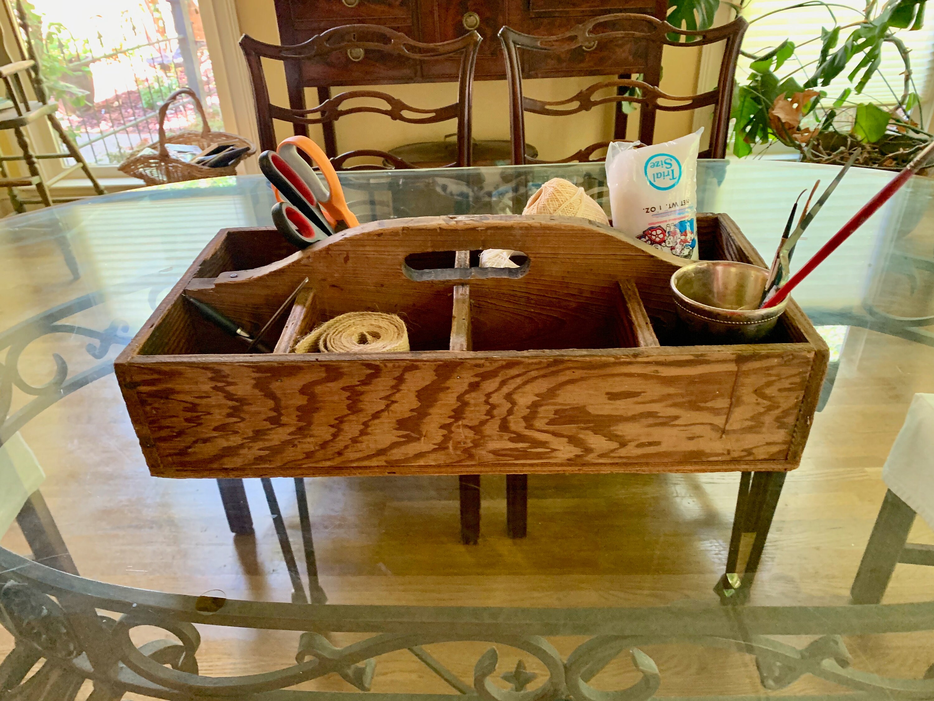 Rustic Wooden Caddy Tray, Farmhouse Sectional Wooden Storage Tray, 8