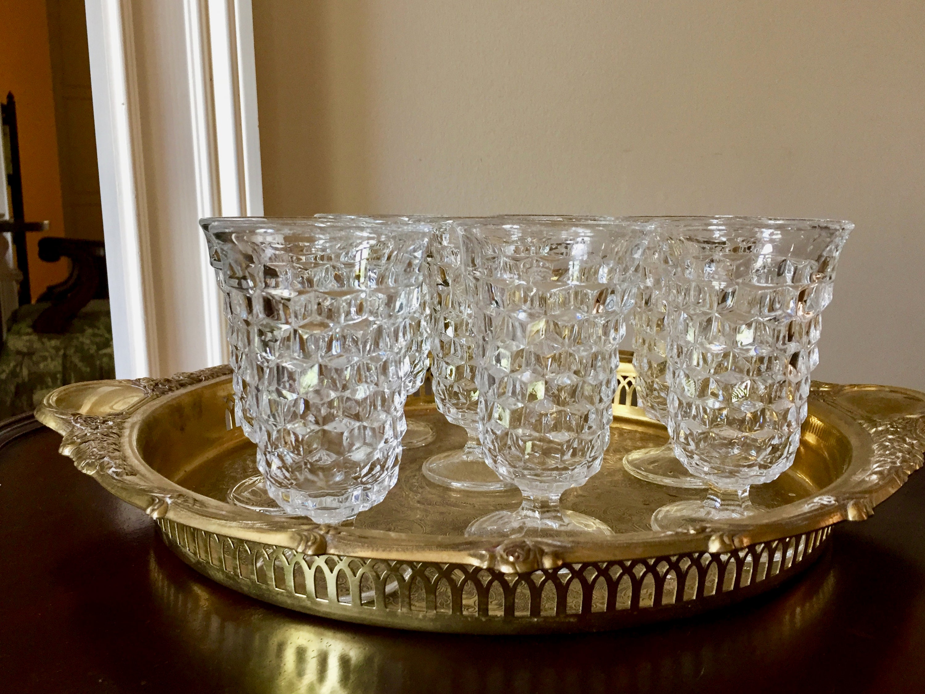 Vintage Fostoria American Glassware Juice Tumbler Glasses- Set of 8