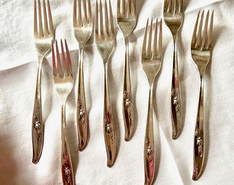 Lei Lani Dinner Forks, Set of 8 Mid Century Lei Lani Silver Plate Dinner Forks, Replacement Flatware, Mix Match Flatware