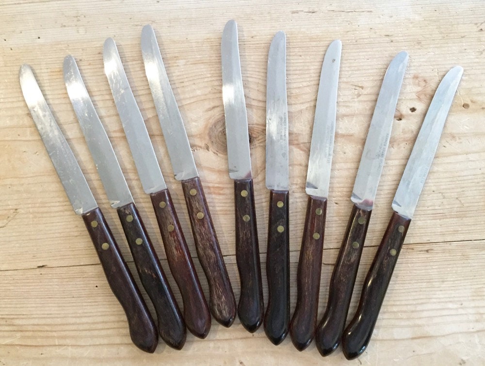 9 Steak Knives, Hammer Brand Steak Knives, Gerwood Handle, Stainless Steel  Blade, Sabre Ground, Made in USA, Gift Idea