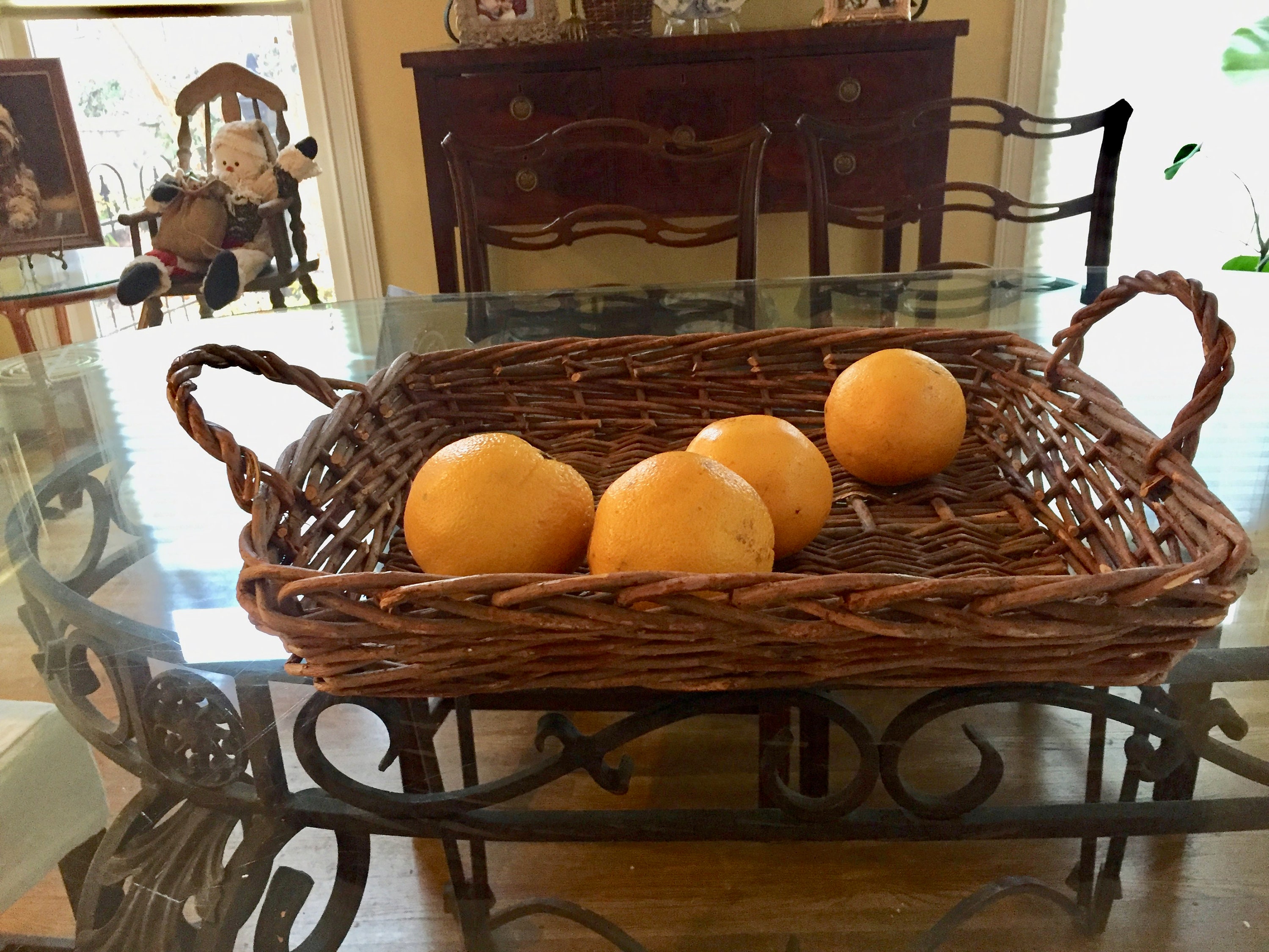 Vintage Grapevine Basket, Rectangle Grapevine Basket with Handles