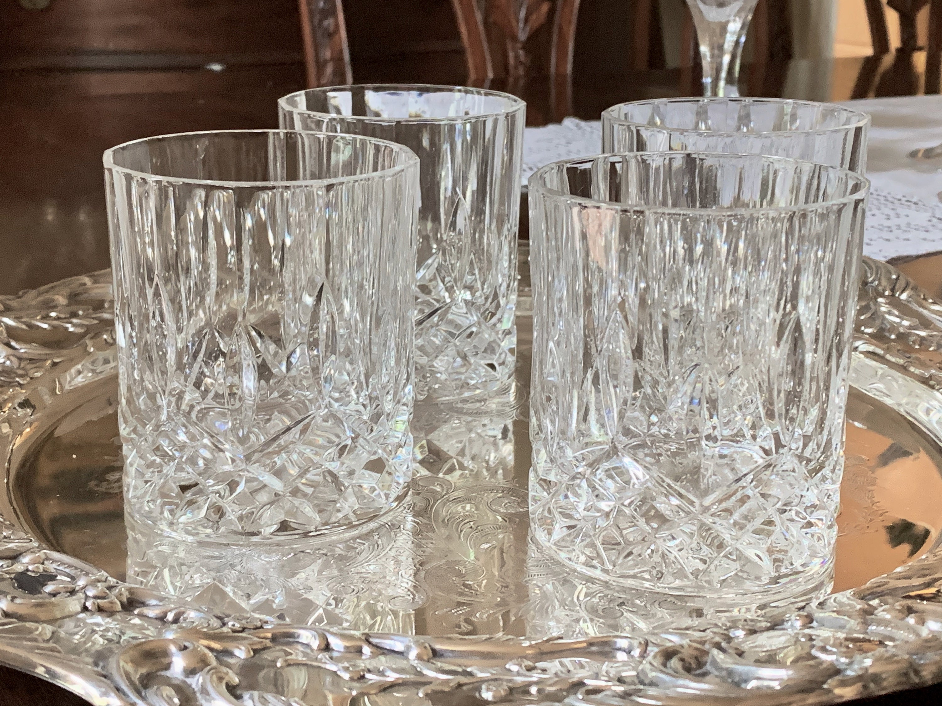 Crystal Old Fashion Glasses Set Of 4 Lead Crystal Manhattan Glasses Vintage Lowball Cocktail