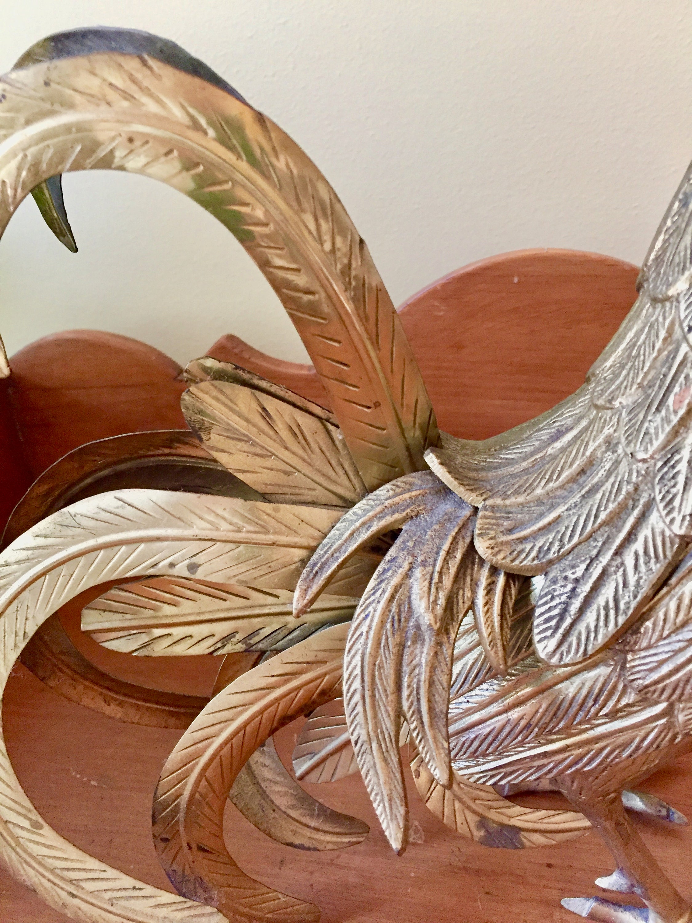 Large Brass Rooster, Vintage Rooster Figurine, 13 Inch Kitchen Decor