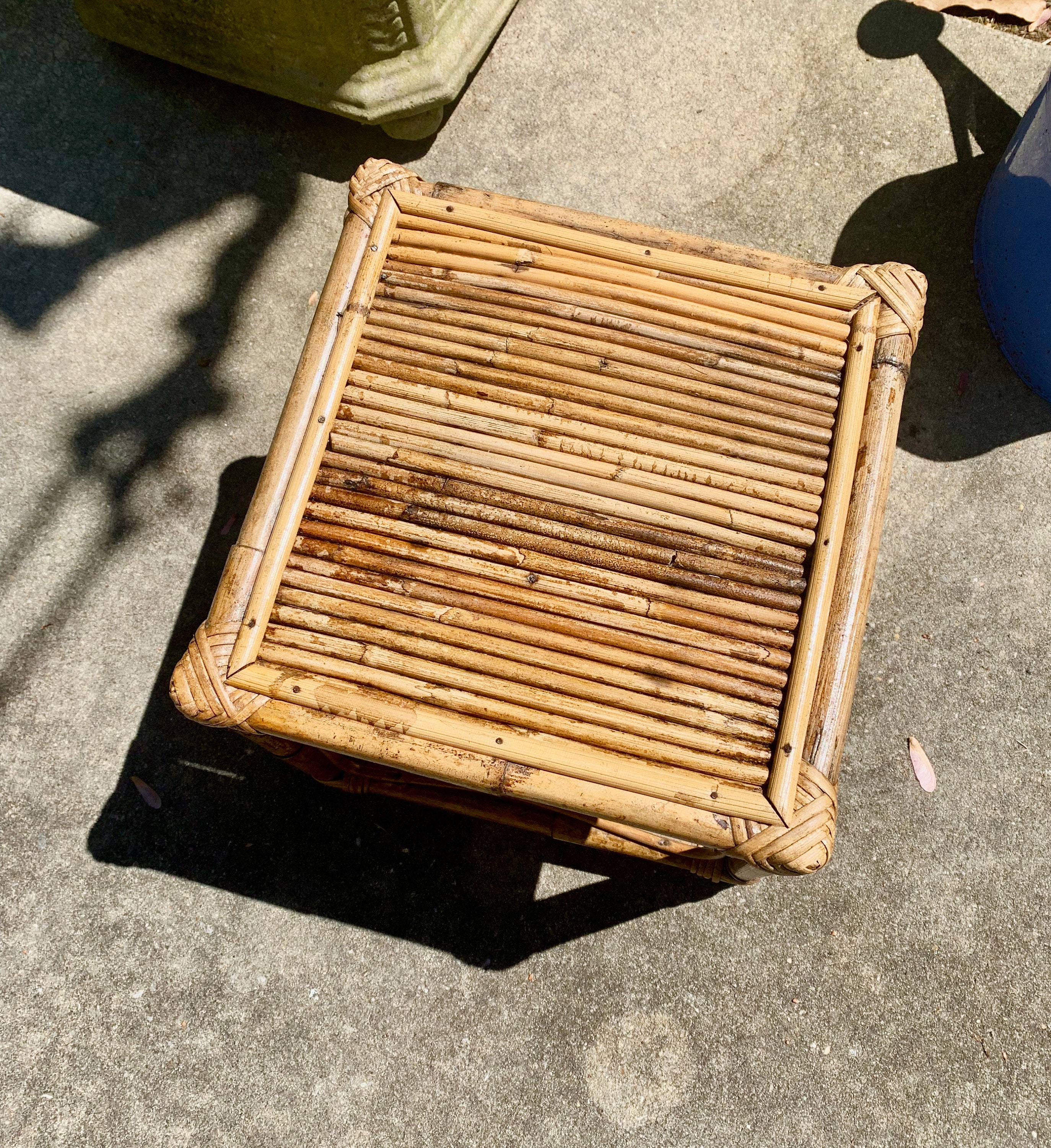 Bamboo Plant Stand, Bamboo Stool, Vintage Bohemian Bamboo Stand, Modern