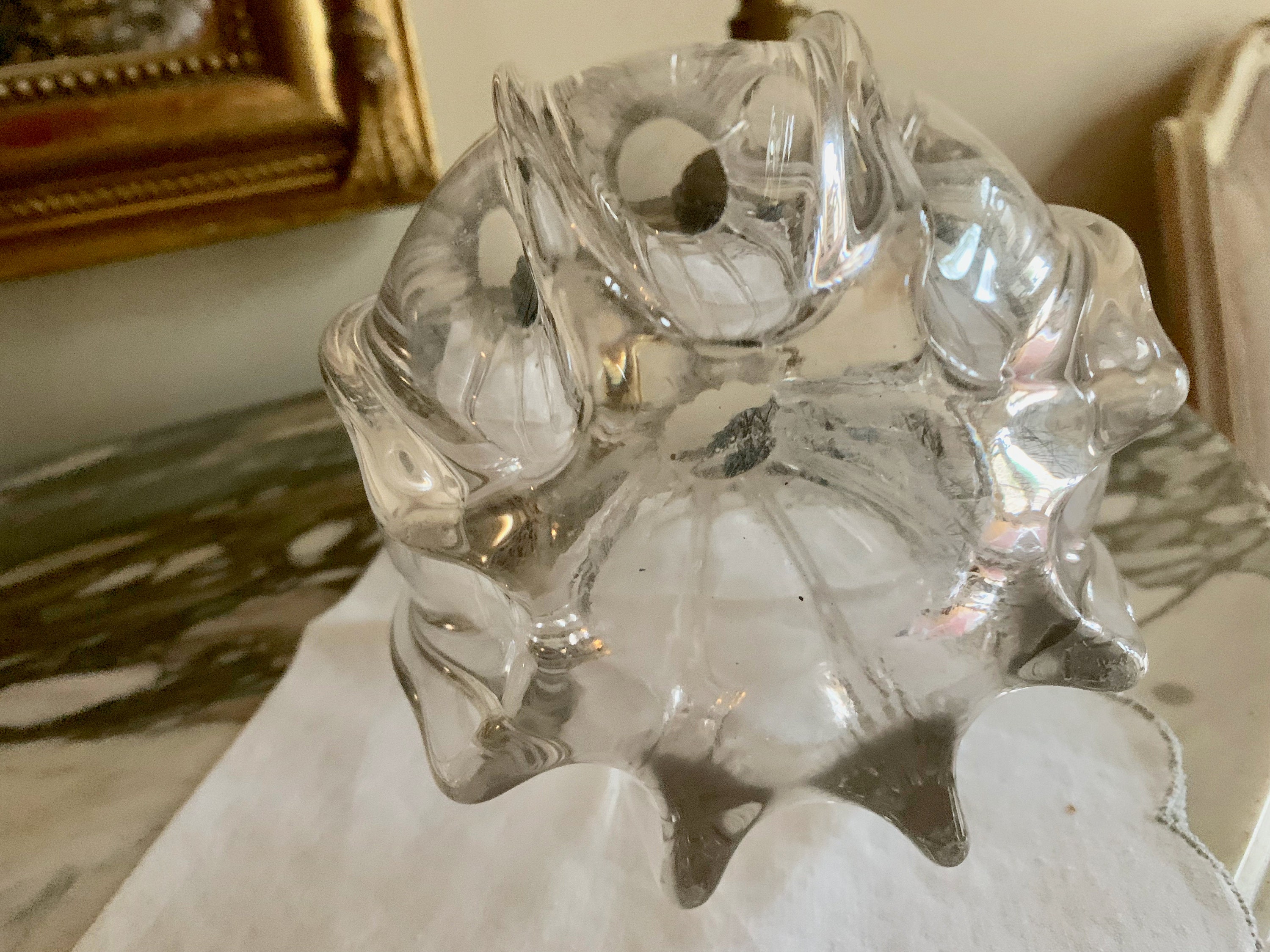 Tulip Shaped Glass Vase, Vintage 60's Molded Glass Vase, Flower Vase