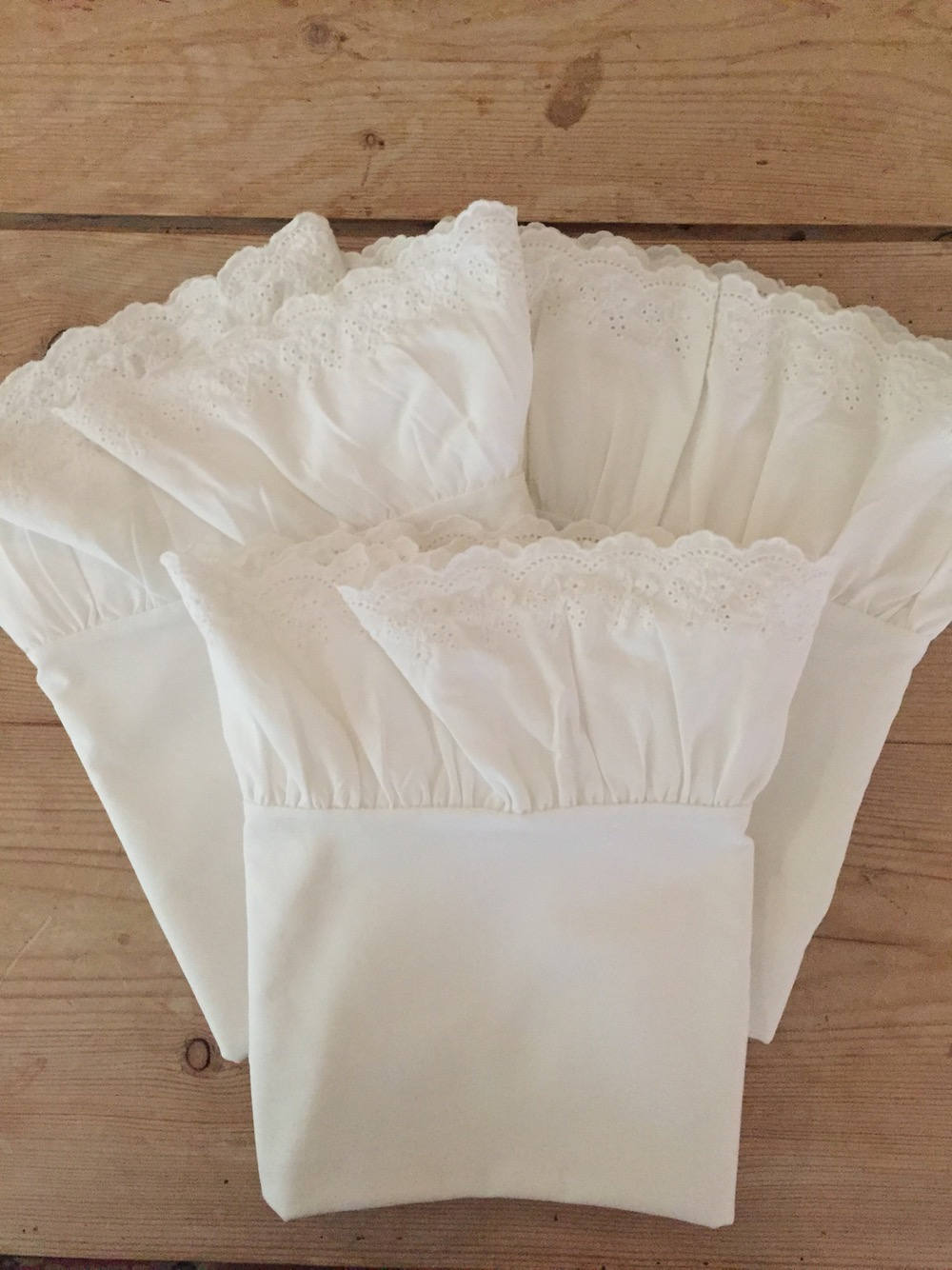Ralph Lauren White Eyelet Ruffled Pillowcases 3 Available, Each Sold