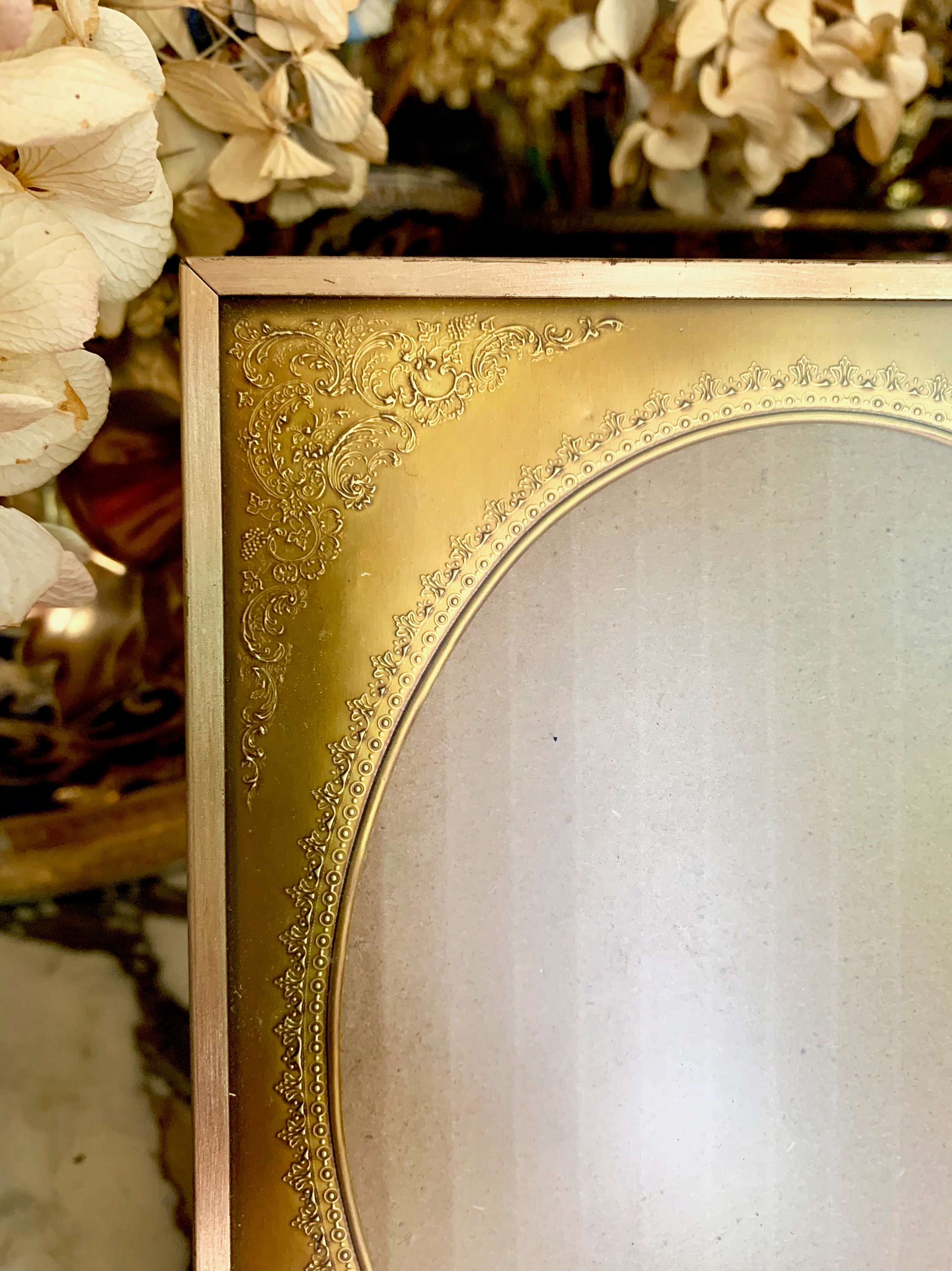 Vintage Gold Frames with Matting and Glass Octagon, wood frames