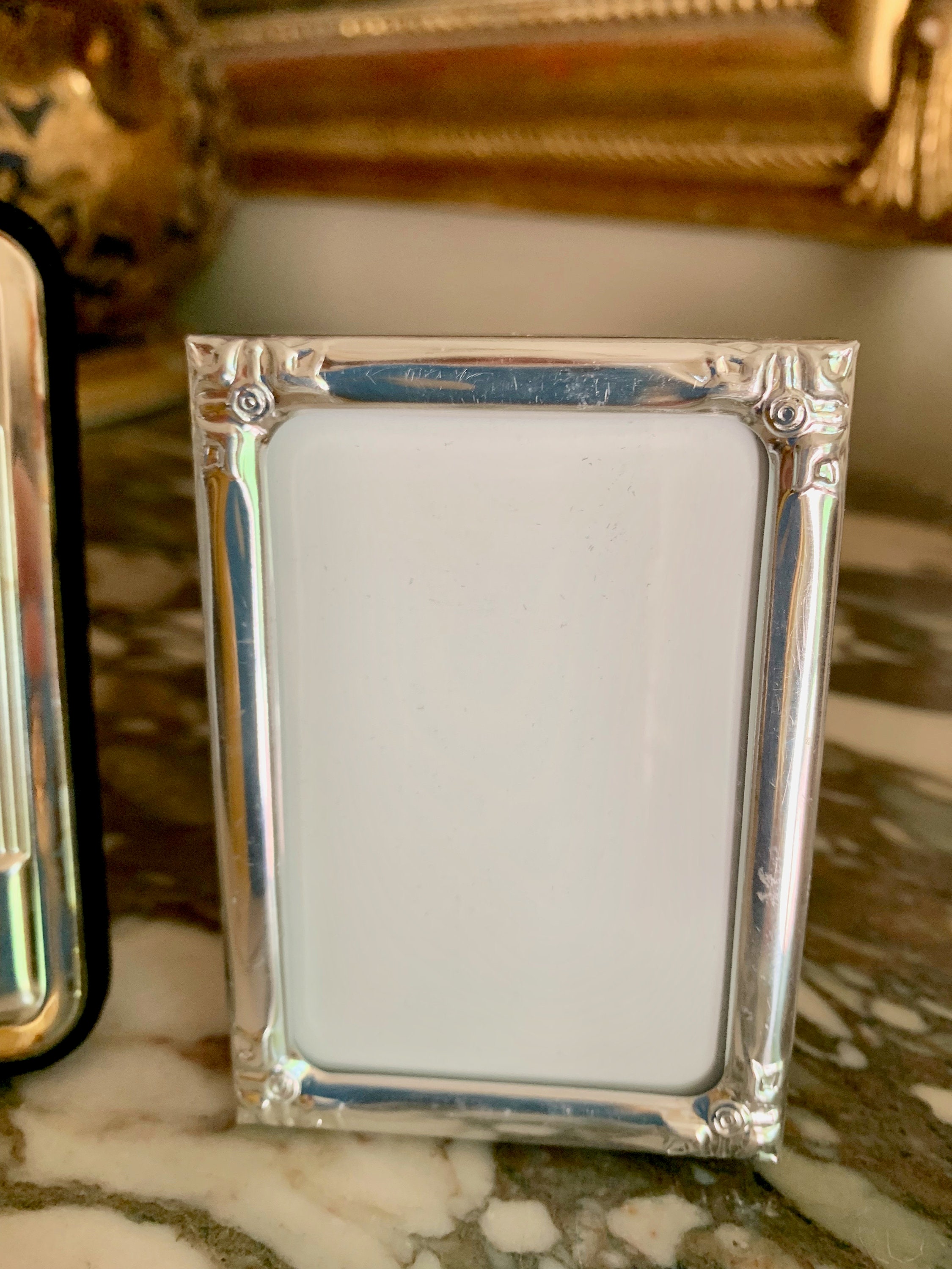 Mini Silver Photo Frames, Two Small Vintage Silver Picture Frames