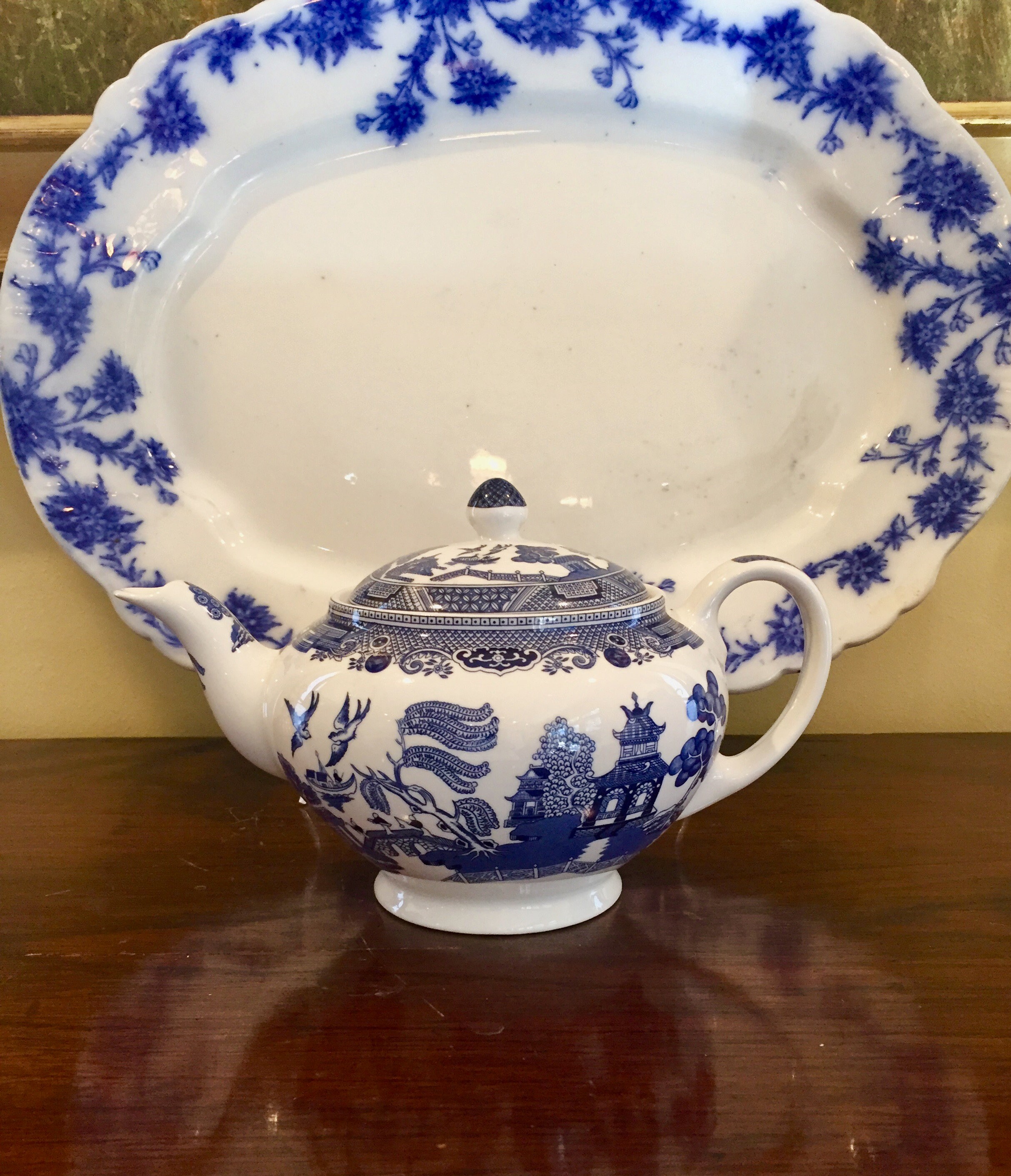 Blue Willow Teapot Johnson Brothers, 4 Cup Blue White Teapot Willow