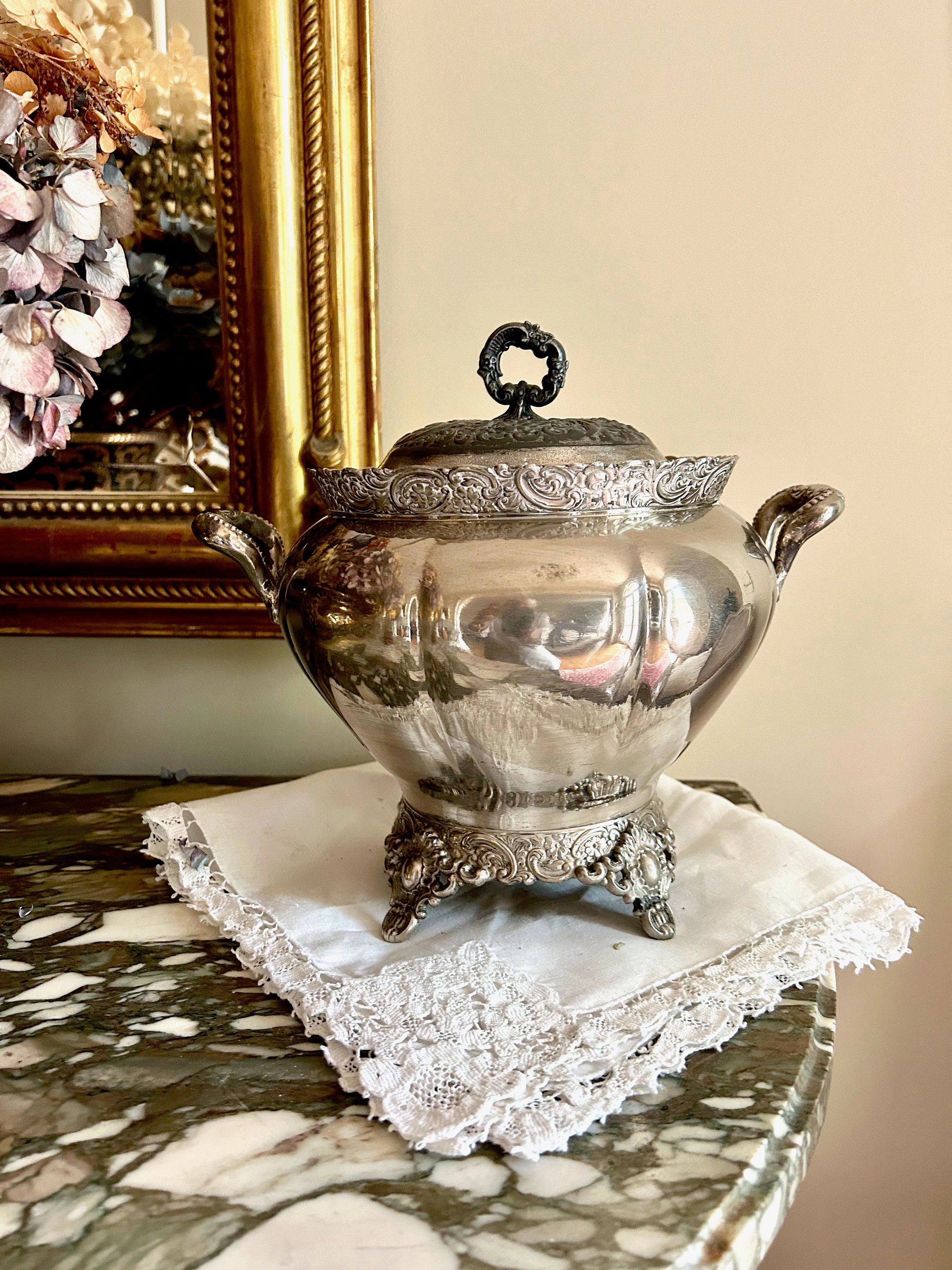 Antique Silver Plate Soup Tureen, E G ster Antique Covered Tureen