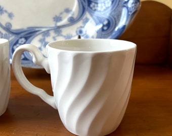 Johnson Brothers Regency Mug, White Swirl Pattern, Made in England, Cottage Farmhouse White China, Three Available Sold Separately